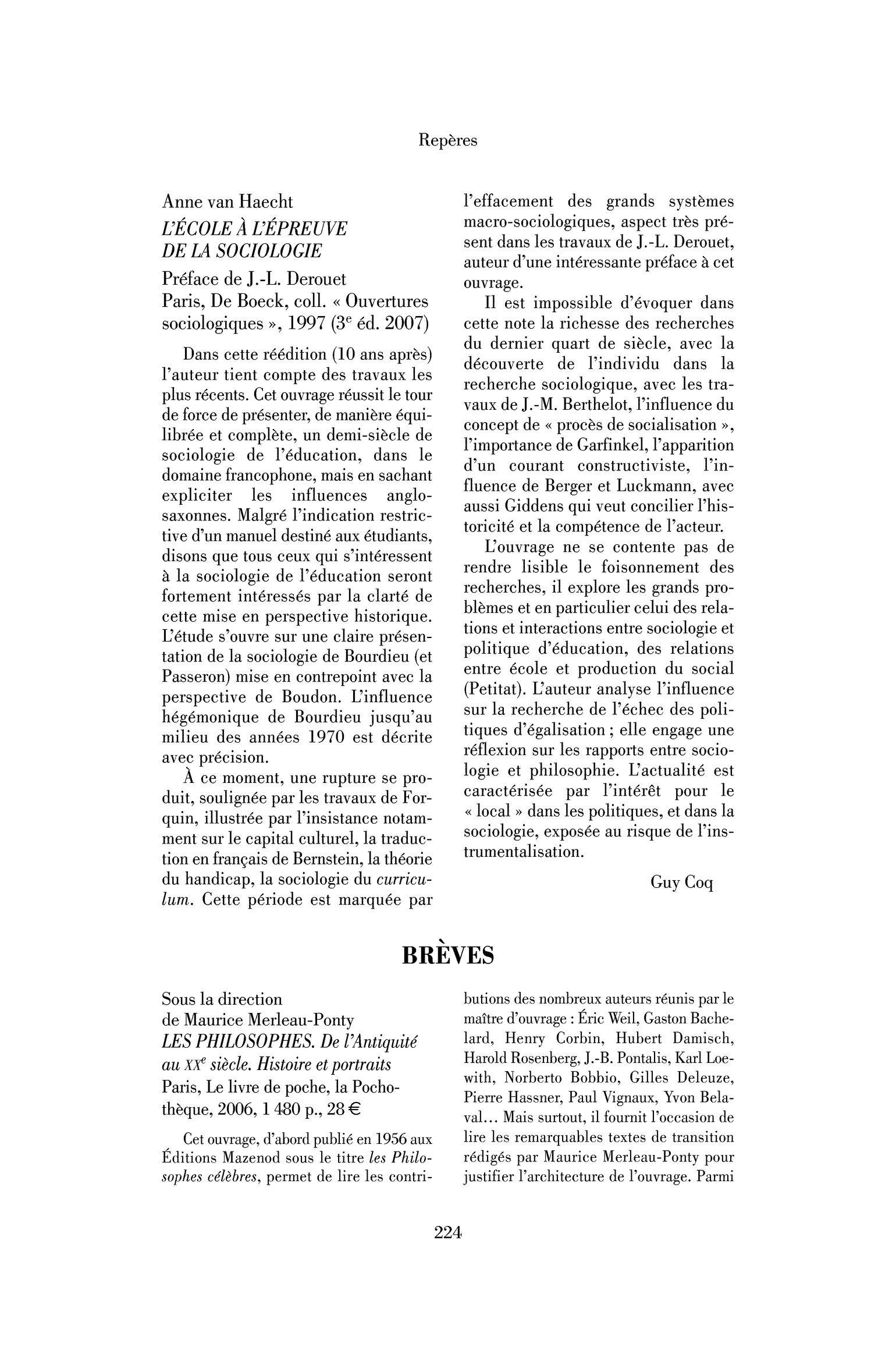 Anne van Haeht: l’Ecole à l’épreuve de la sociologie