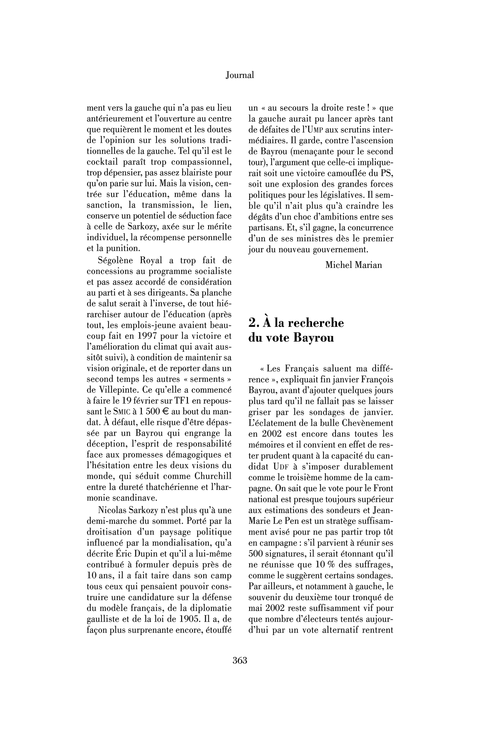 Carnet de campagne présidentielle : 2. À la recherche du vote Bayrou