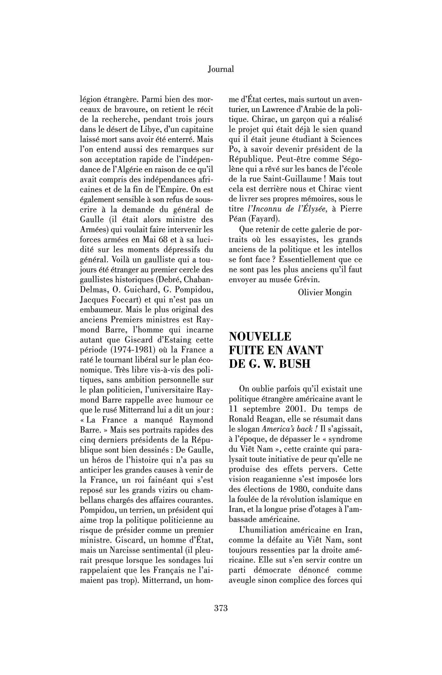 Nouvelle fuite en avant de G. W. Bush