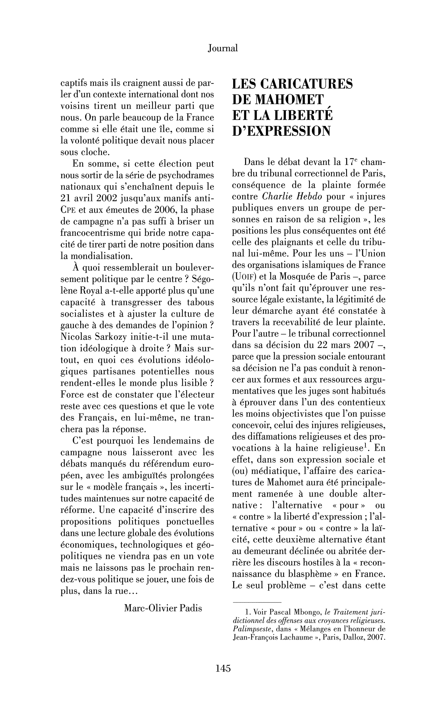 Les caricatures de Mahomet et la liberté d’expression
