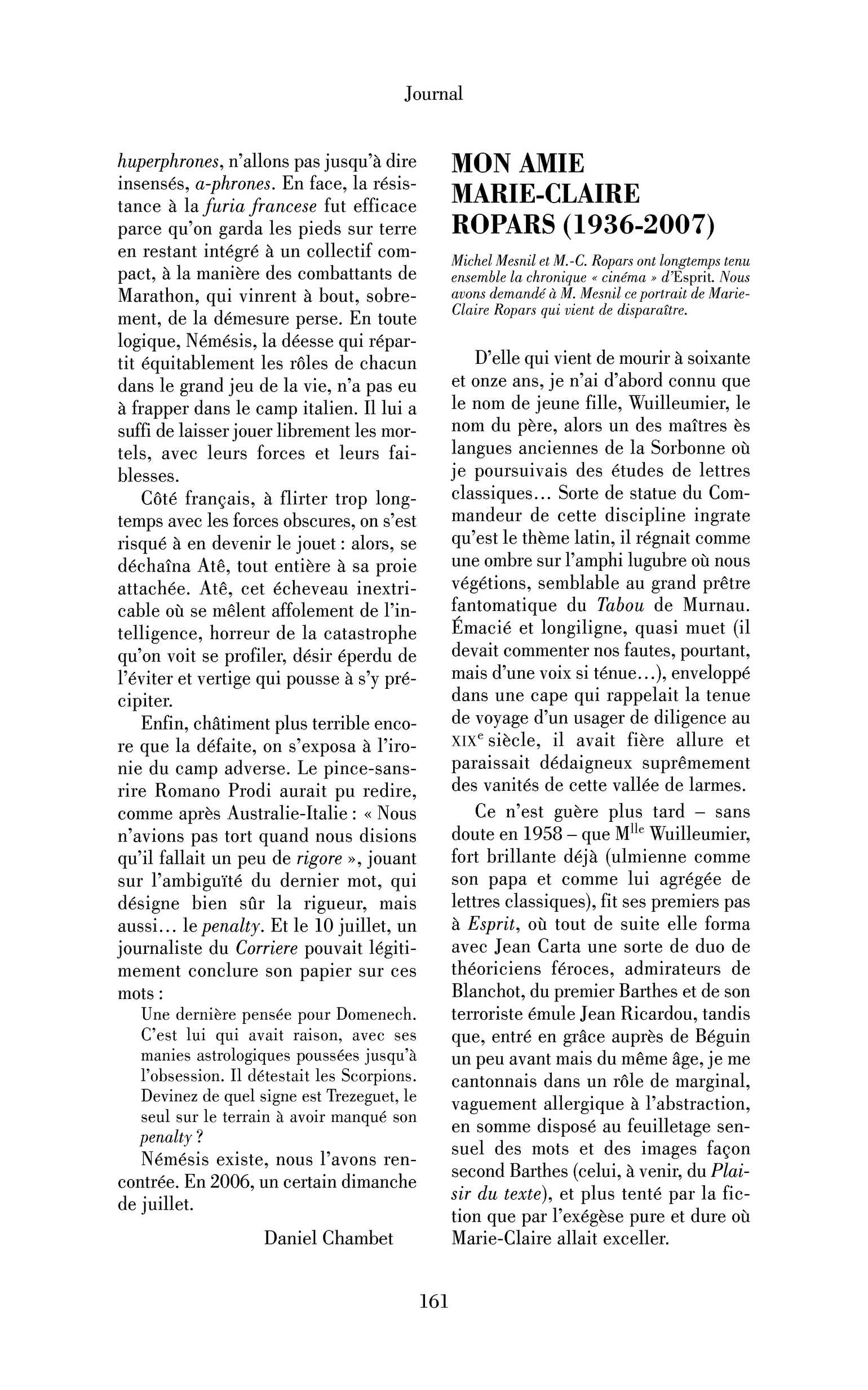 Mon amie Marie-Claire Ropars (1936-2007)
