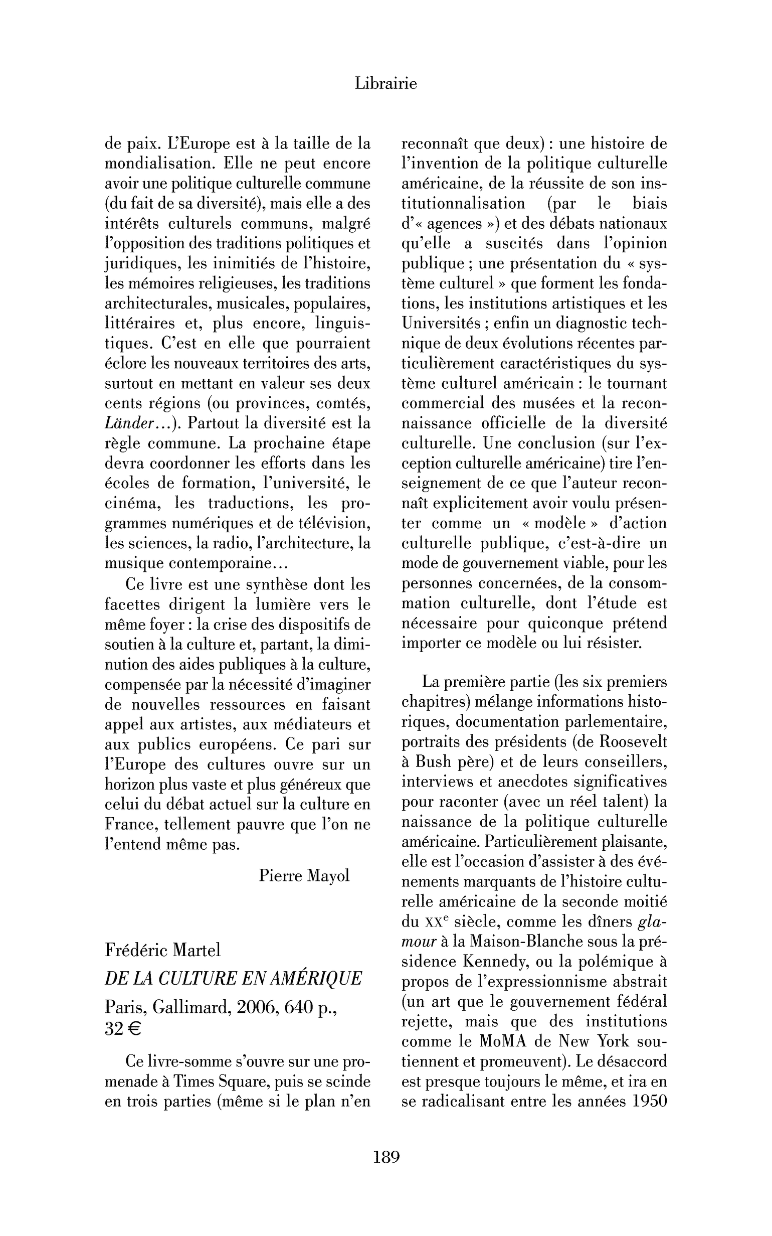 Frédéric Martel : De la culture en Amérique