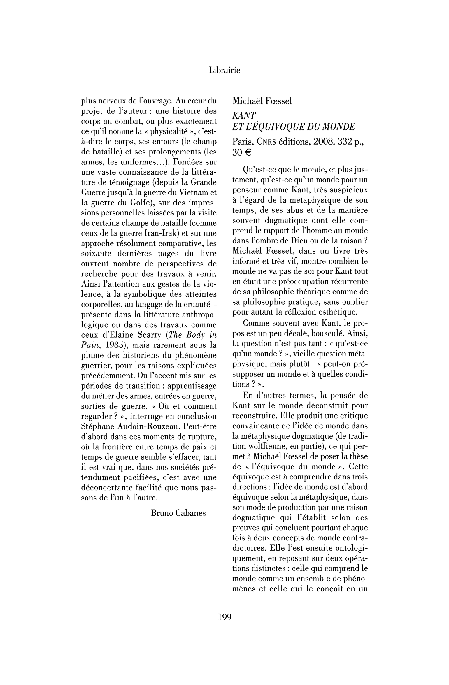 Michaël Fœssel : Kant et l’équivoque du monde