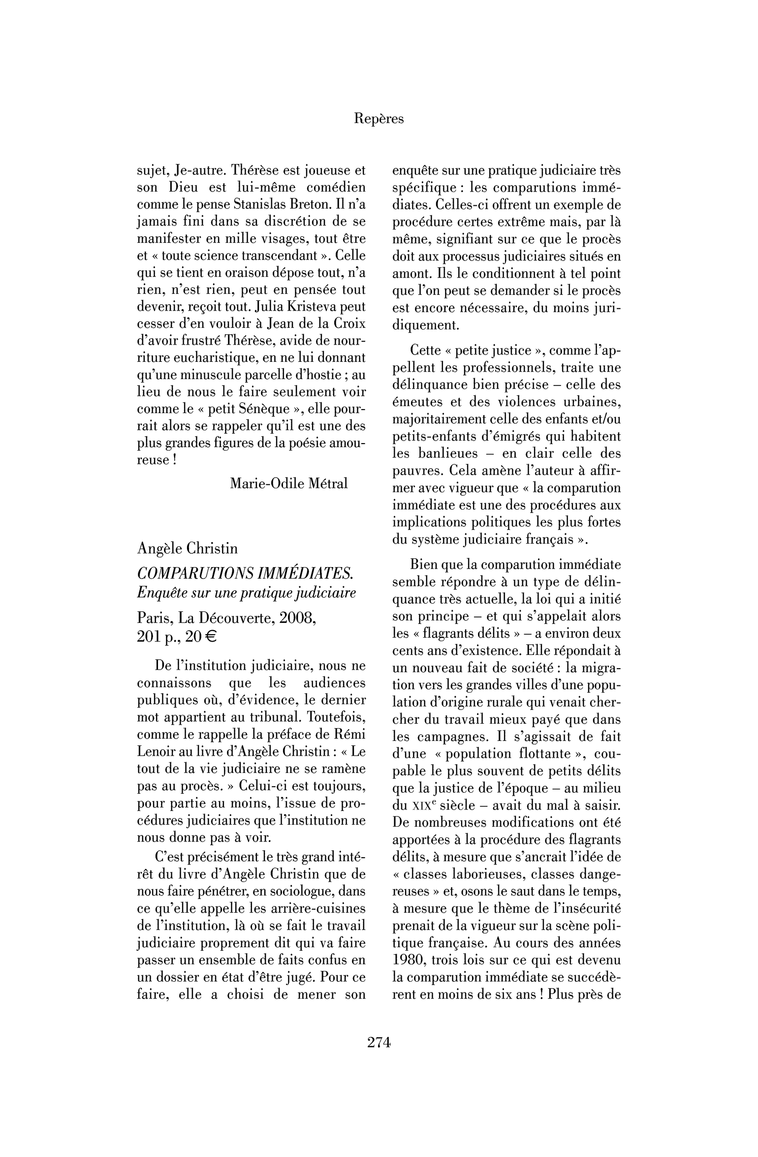 Angèle Christin : Comparutions immédiates. Enquête sur une pratique judiciaire
