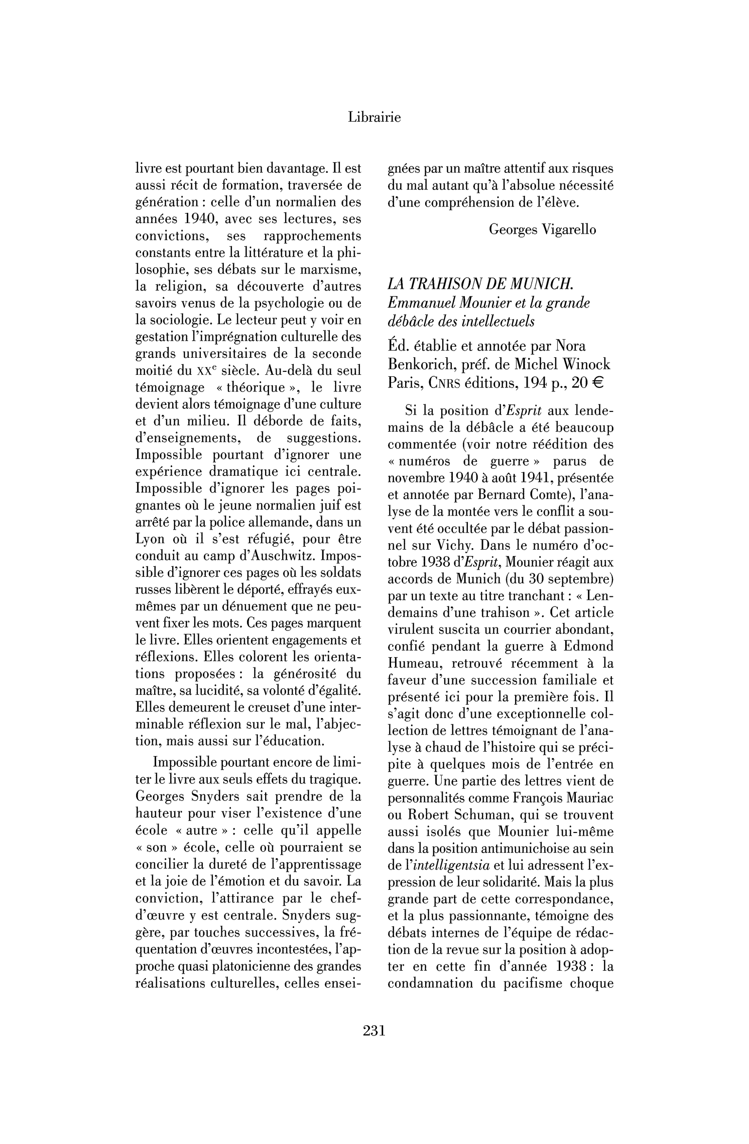 La Trahison de Munich. Emmanuel Mounier et la grande débâcle des intellectuels