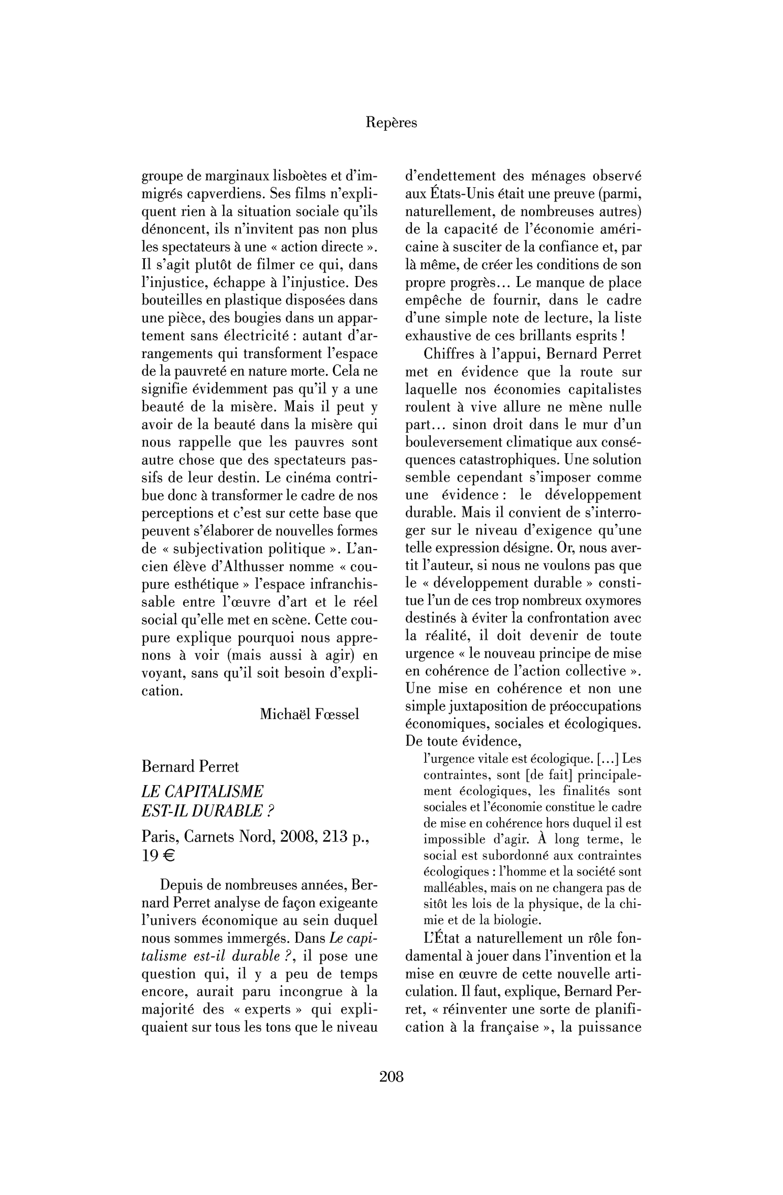 Bernard Perret: le Capitalisme est-il durable ?