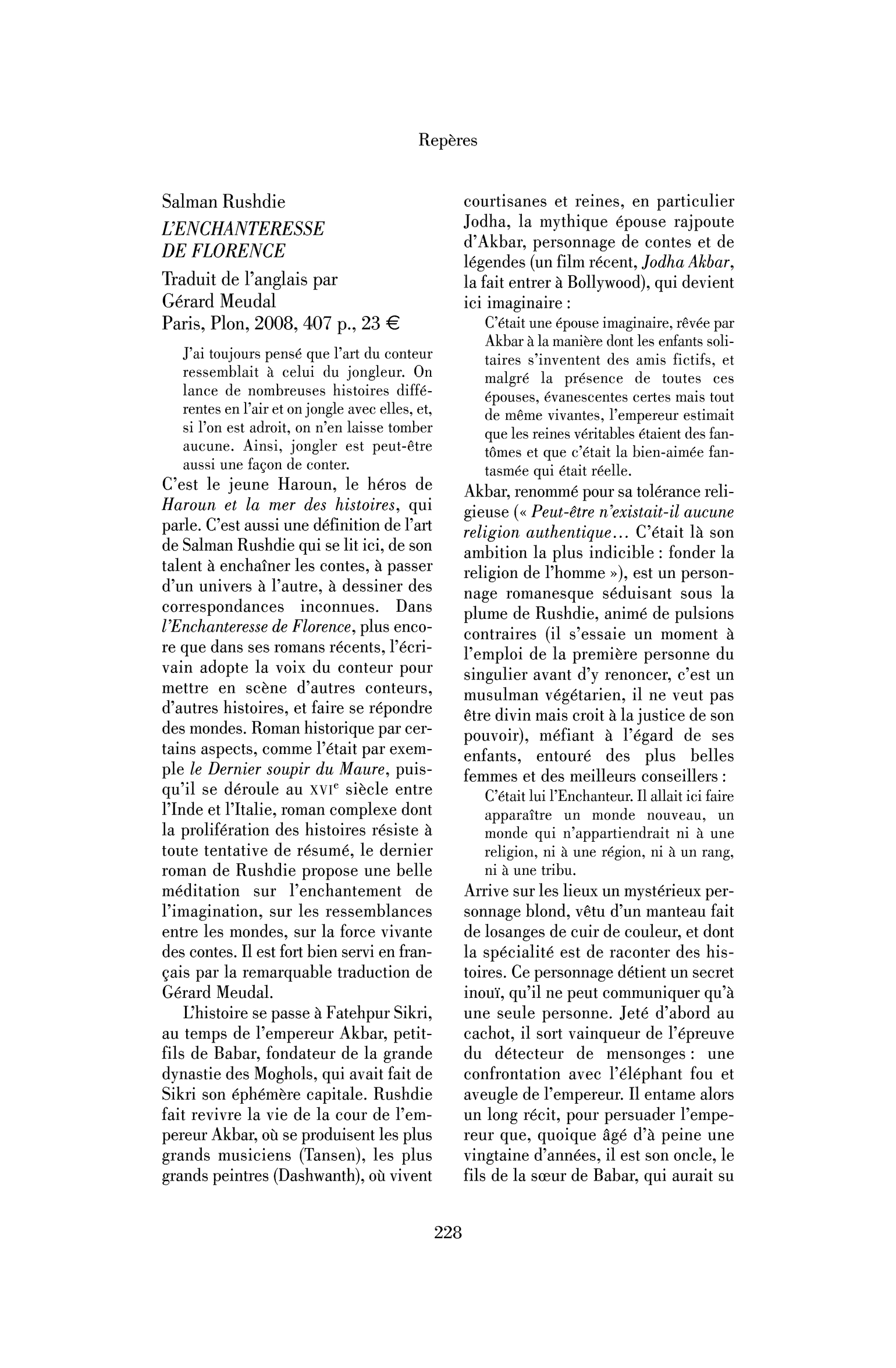 Salman Rushdie: l’Enchanteresse de Florence
