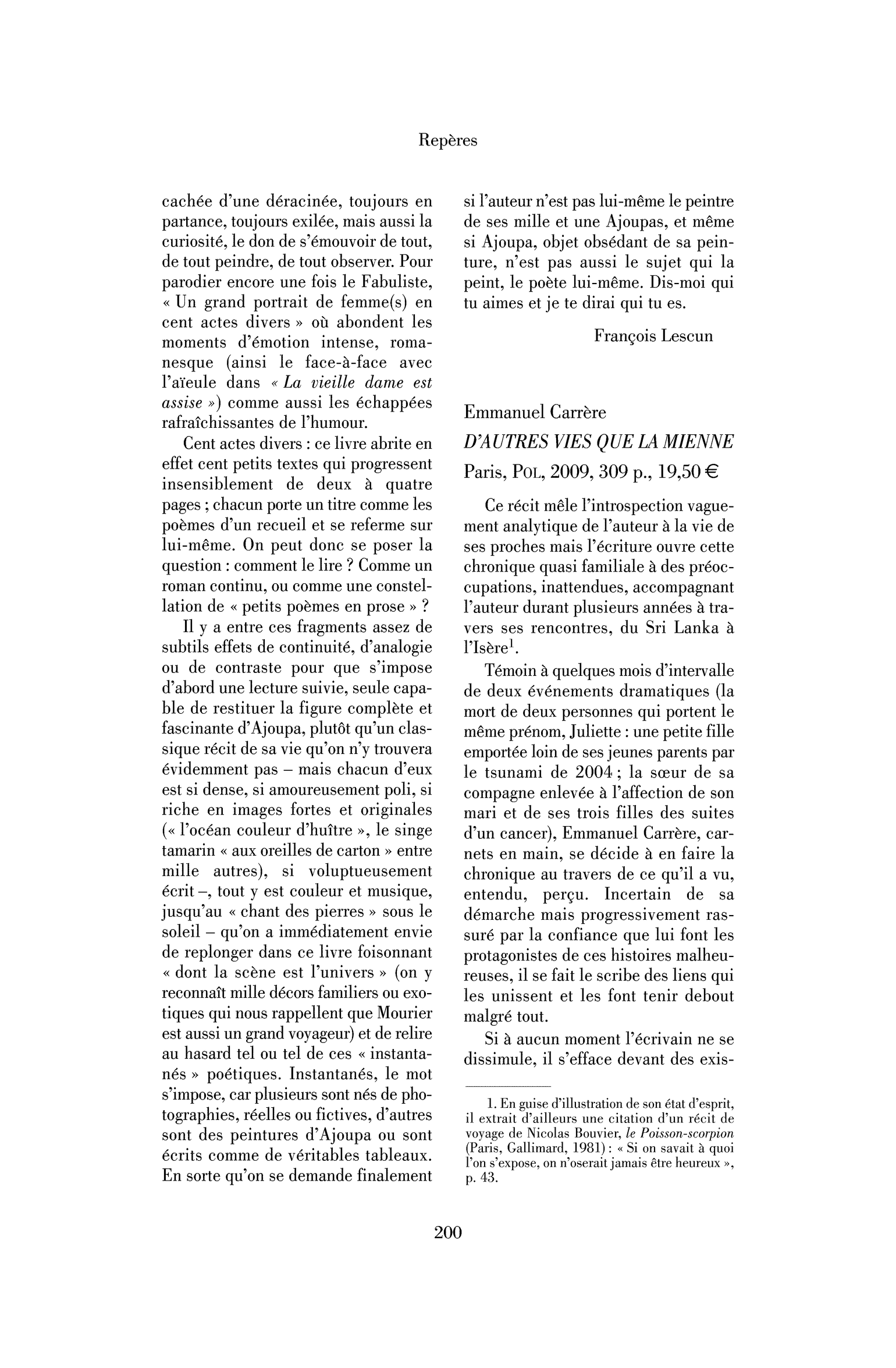 Emmanuel Carrère : D’autres vies que la mienne