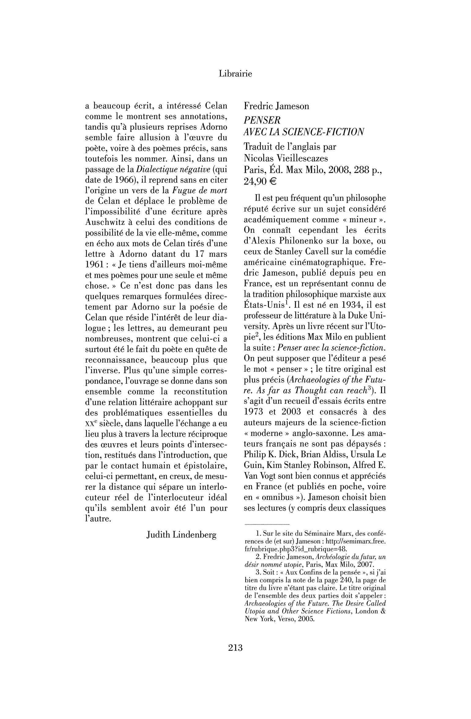 Fredric Jameson : Penser avec la science-fiction