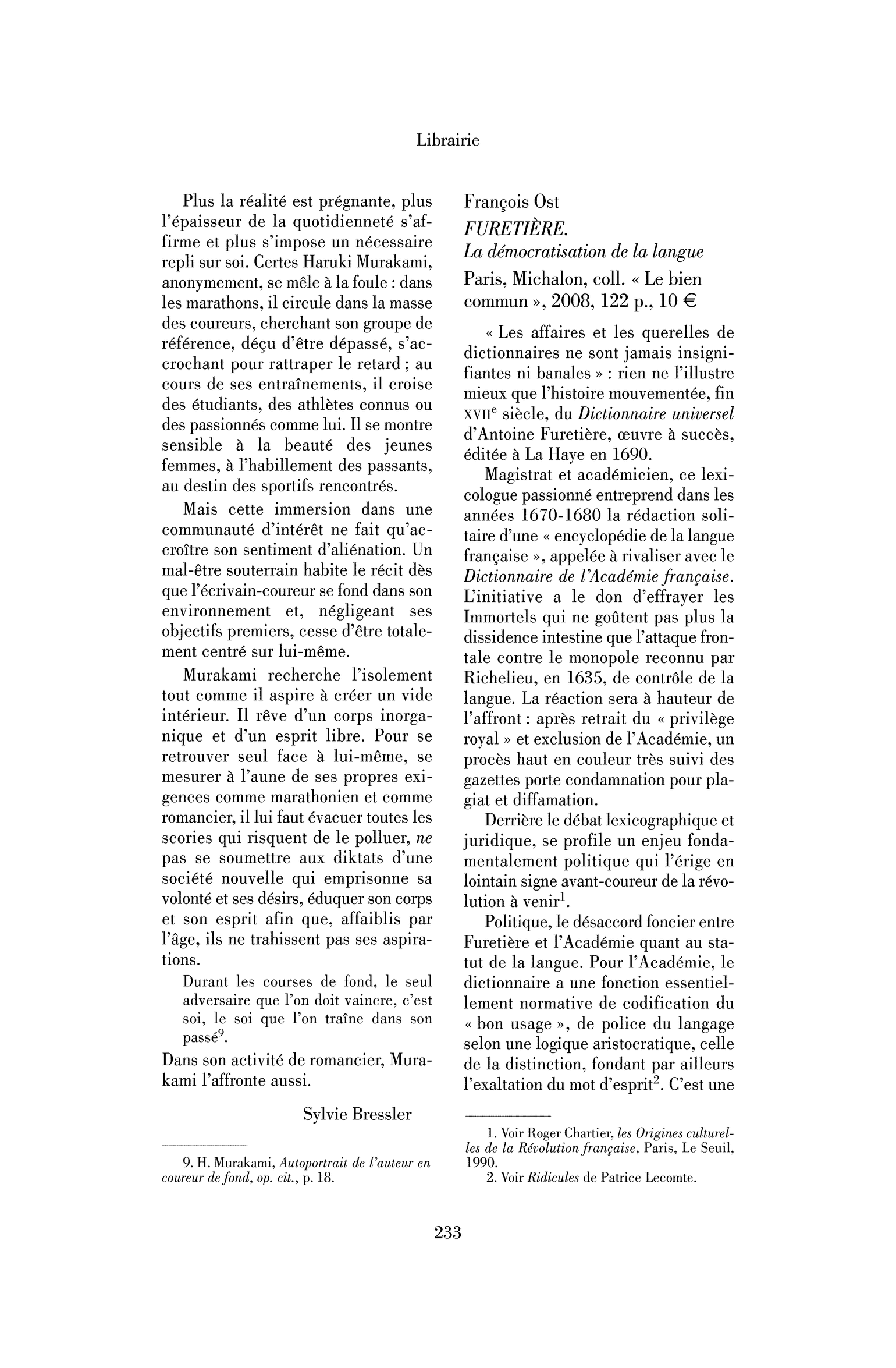 François Ost : Furetière. La démocratisation de la langue