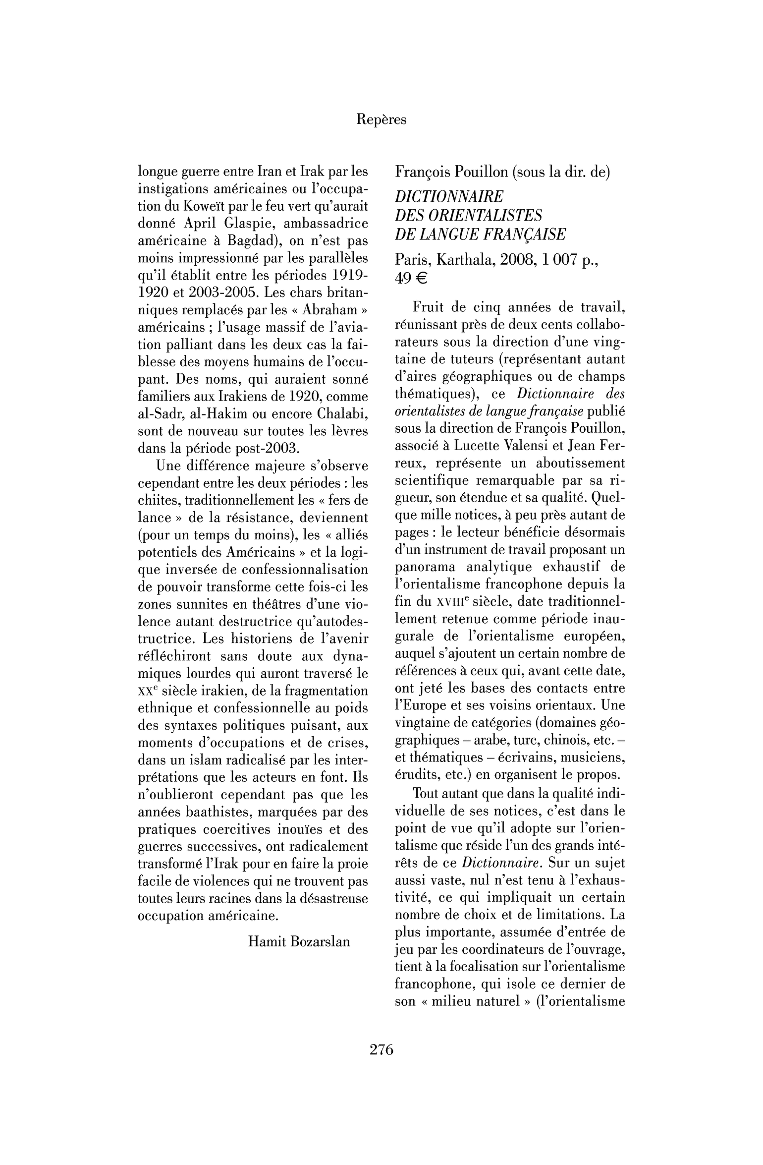 François Pouillon (sous la dir. de) : Dictionnaire des orientalistes de langue française
