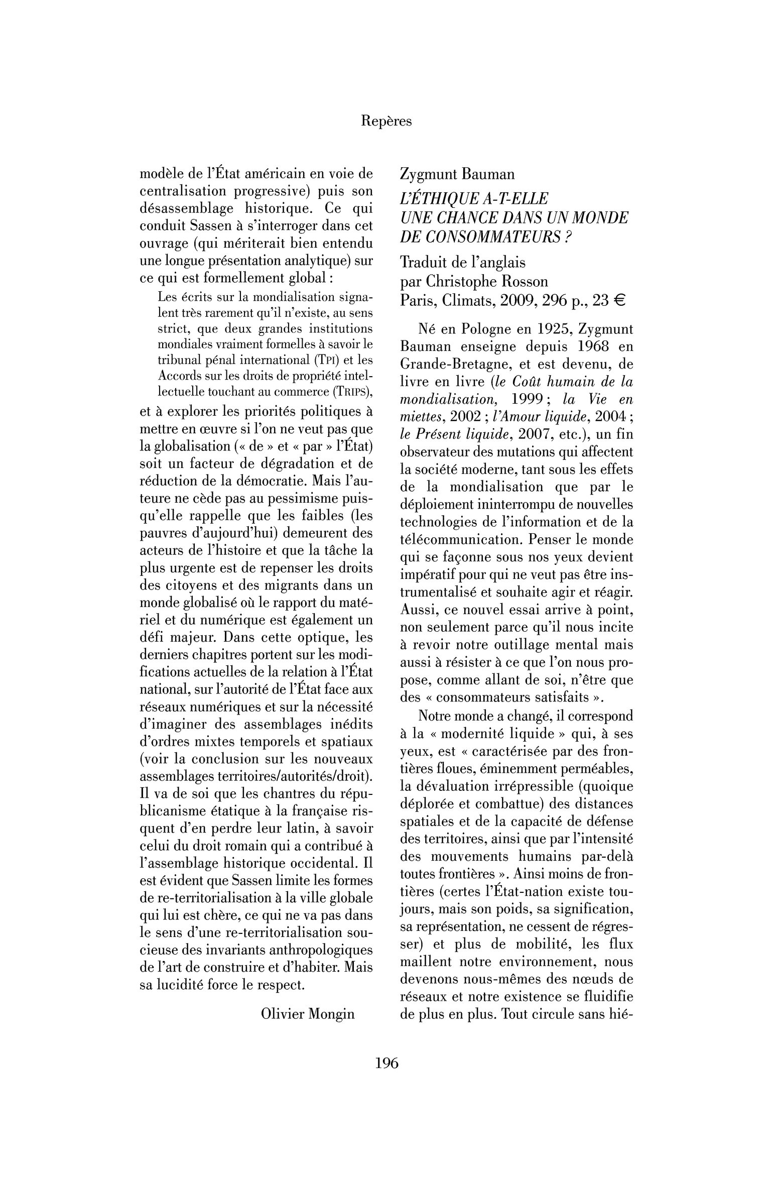 Zygmunt Bauman: l’éthique a-t-elle une chance dans un monde de consommateurs ?