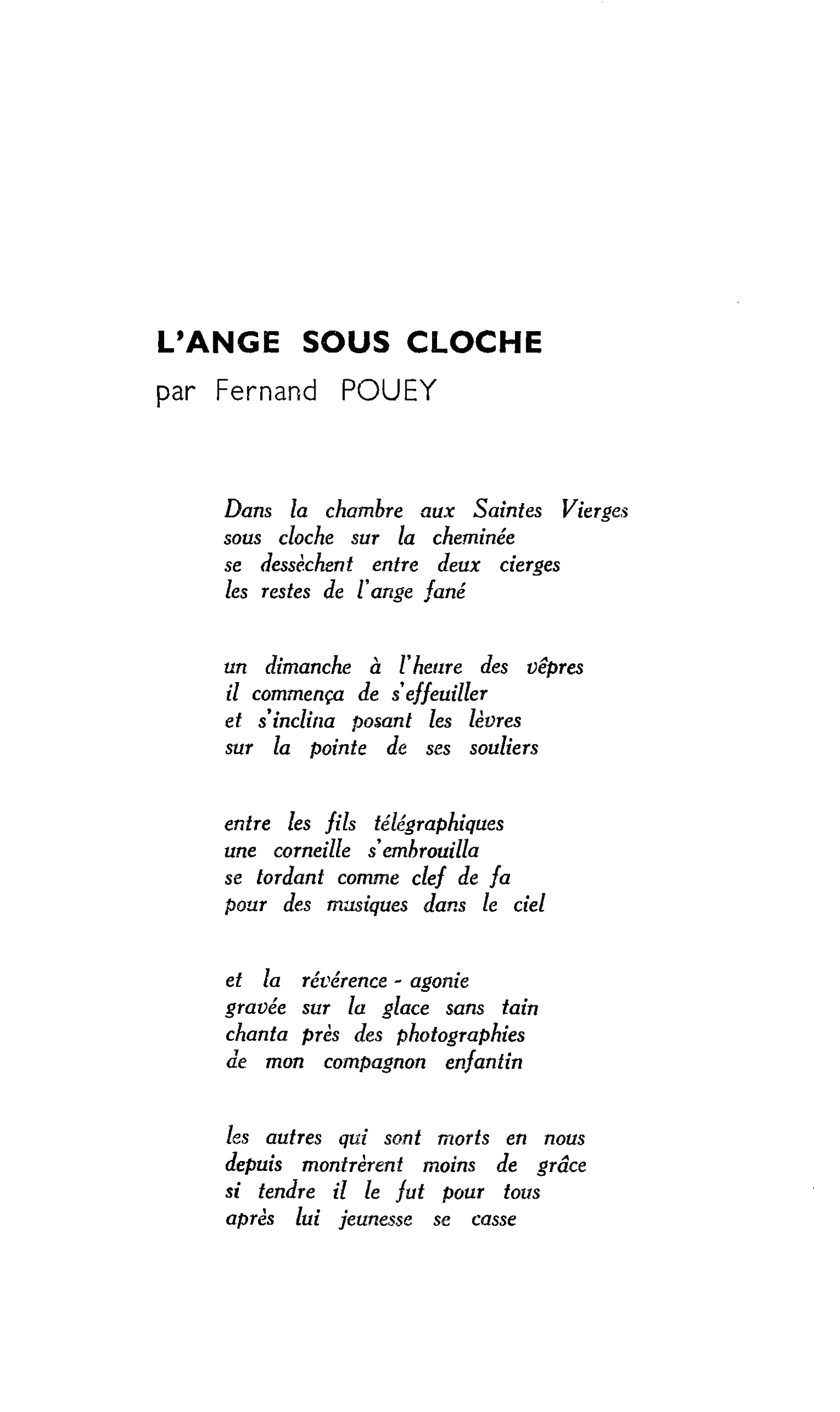 L’ANGE SOUS CLOCHE