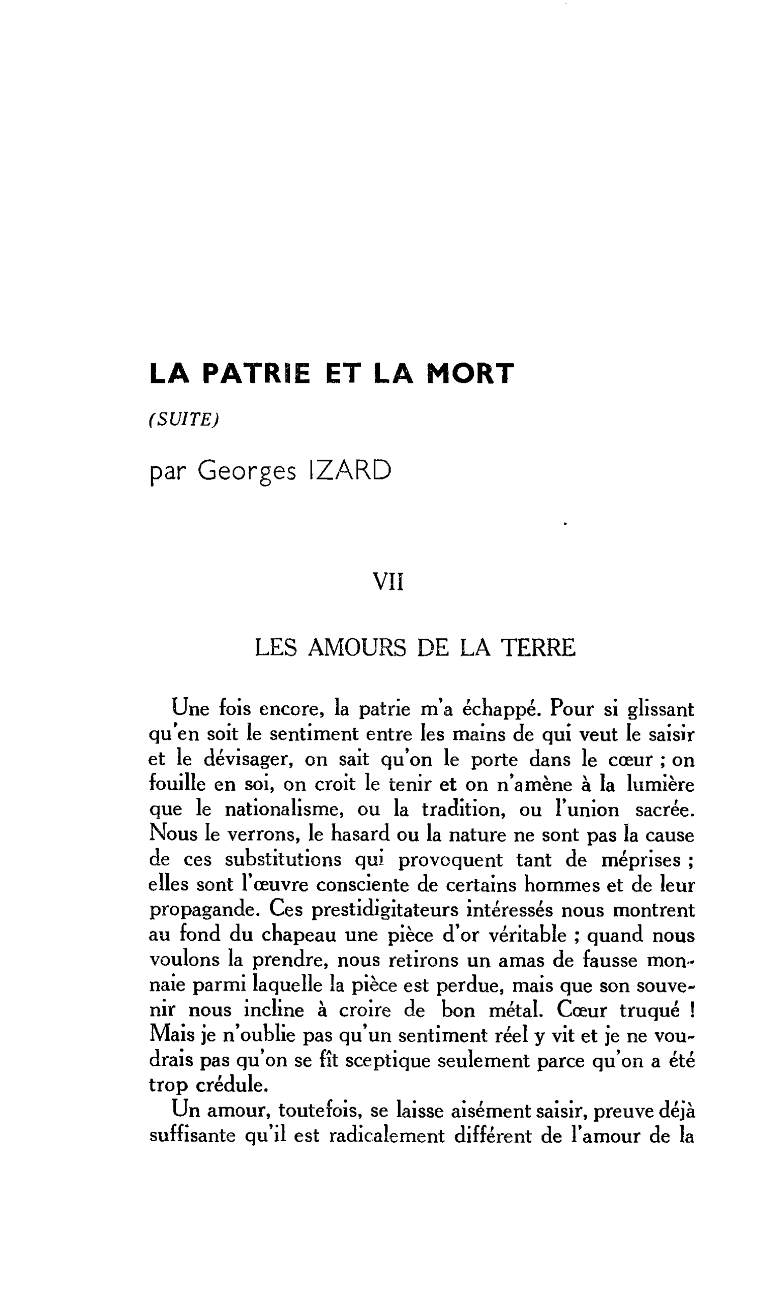 LA PATRIE ET LA MORT (SUITE)