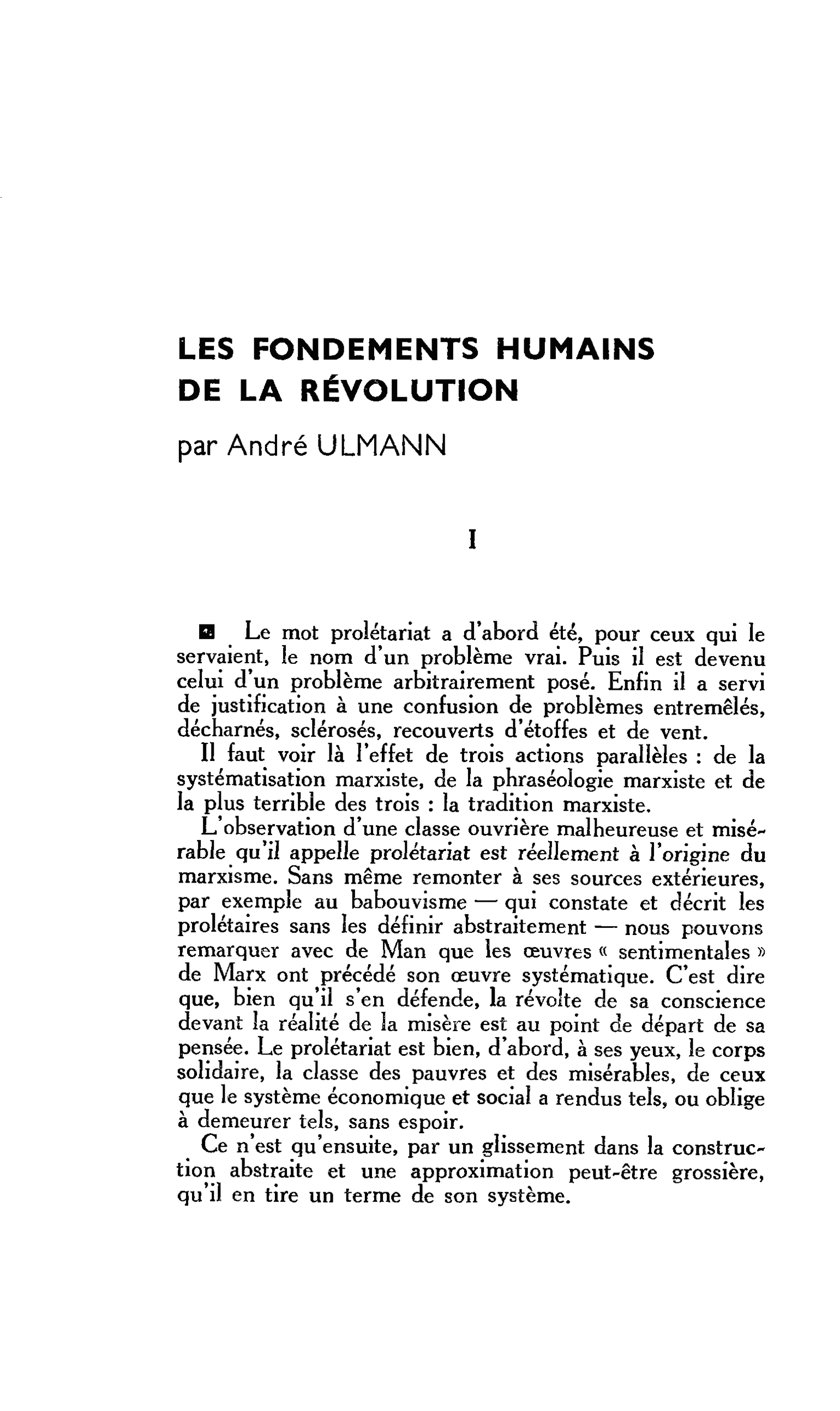 LES FONDEMENTS HUMAINS DE LA RÉVOLUTION