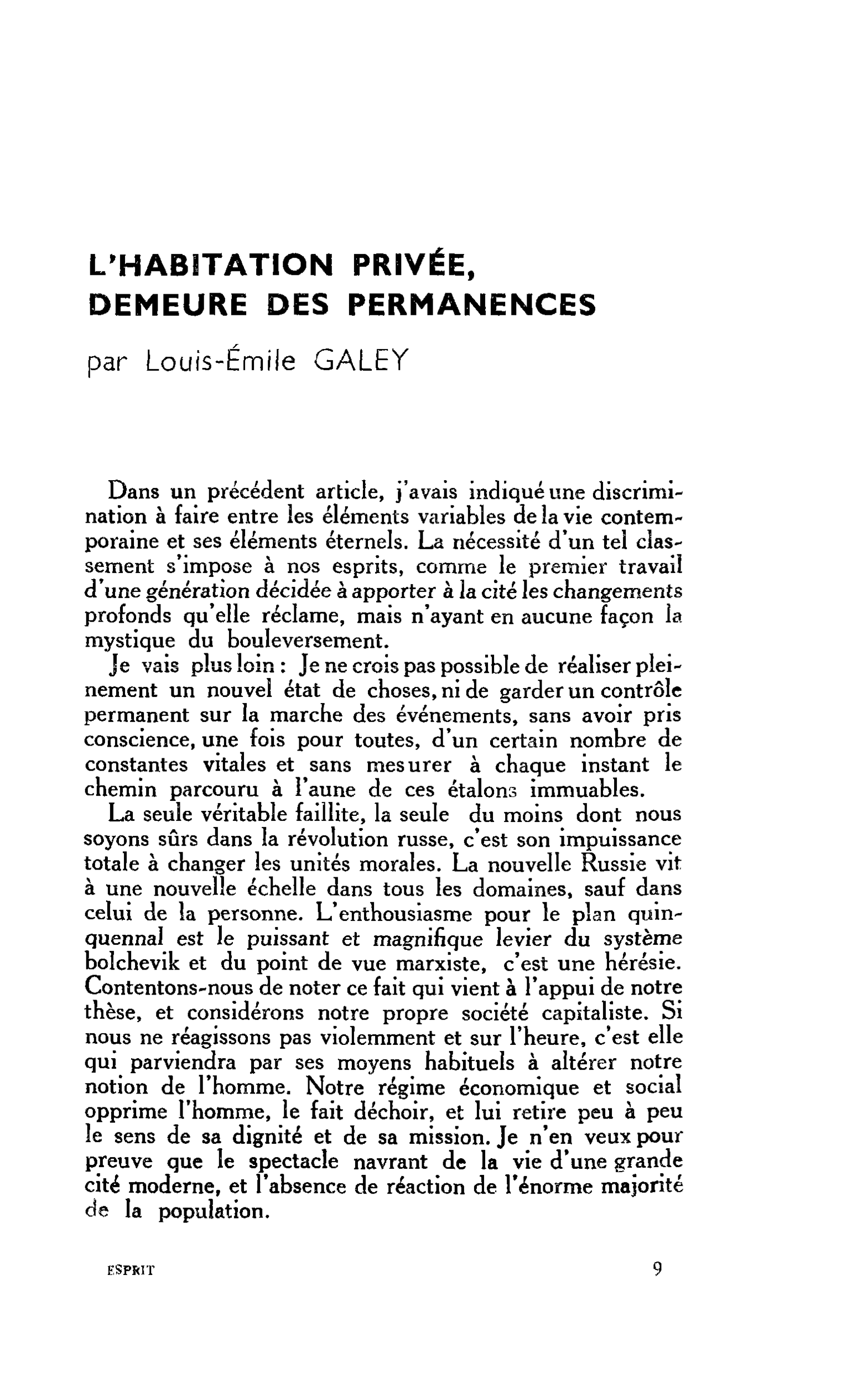 L’HABITATION PRIVÉE, DEMEURE DES PERMANENCES