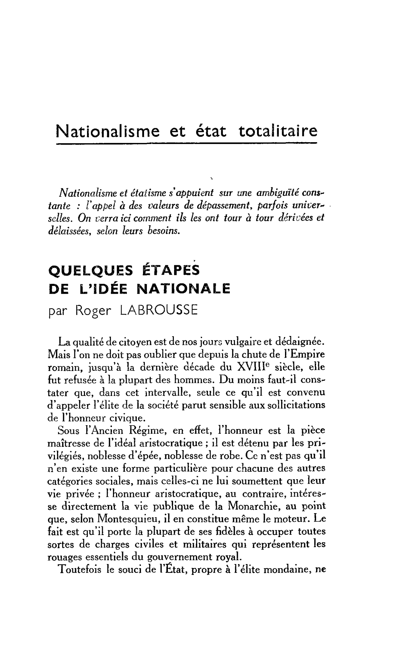 Nationalisme et état totalitaire