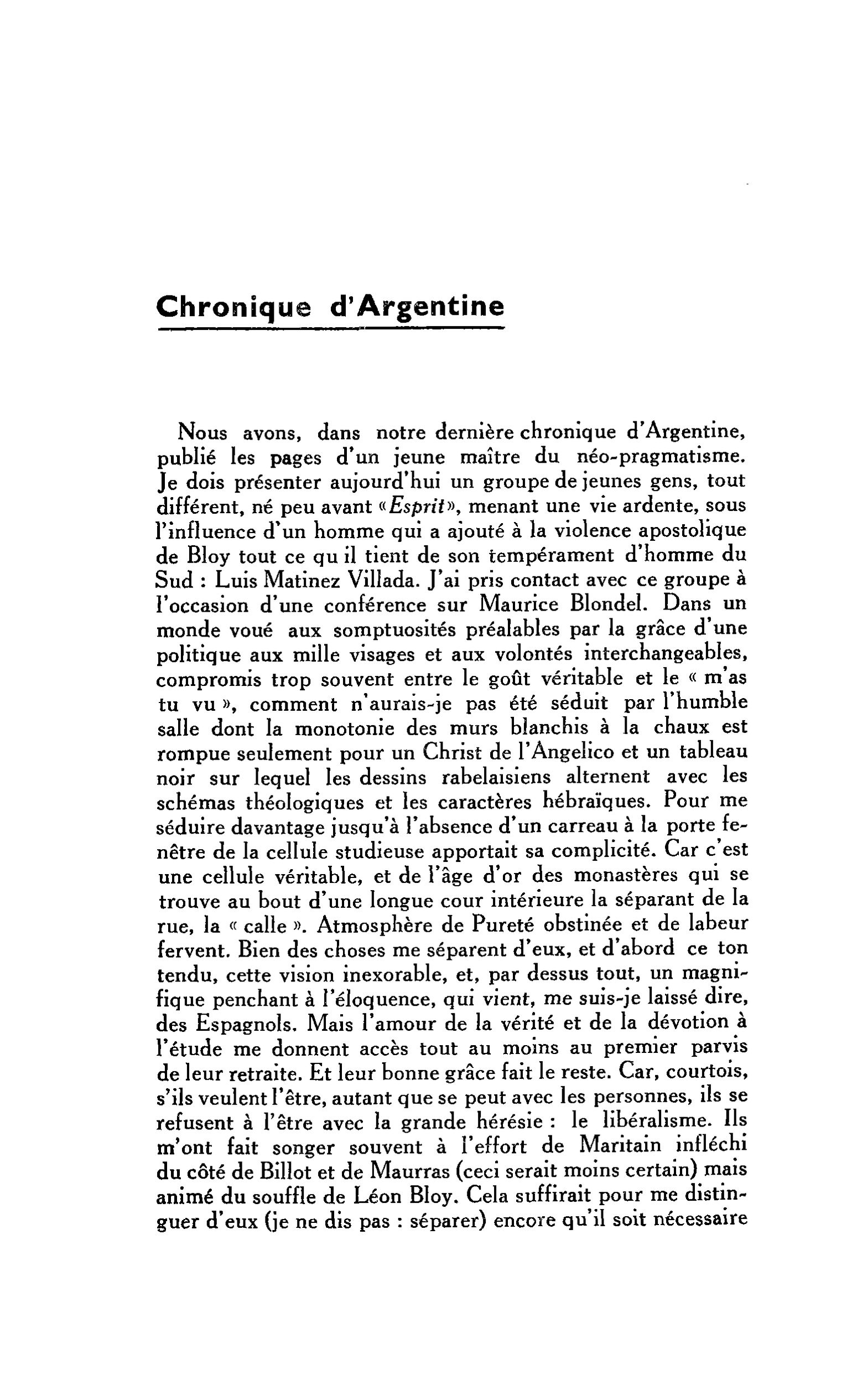 LE MONDE NOUVEAU : Chronique d’Argentine