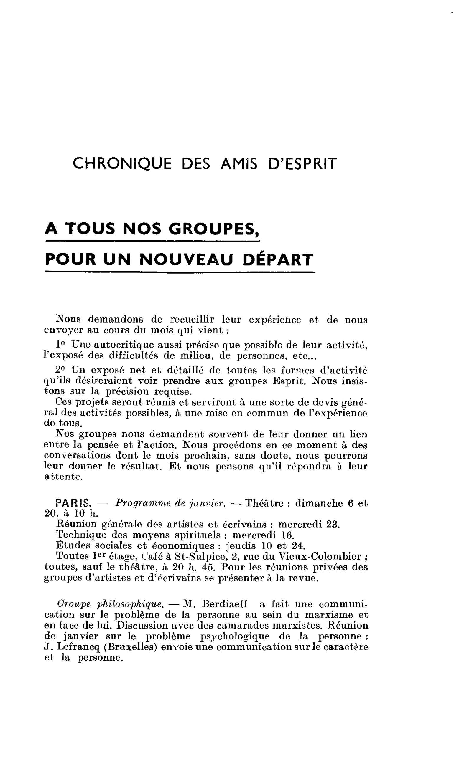 CHRONIQUE DES AMIS D’ESPRIT