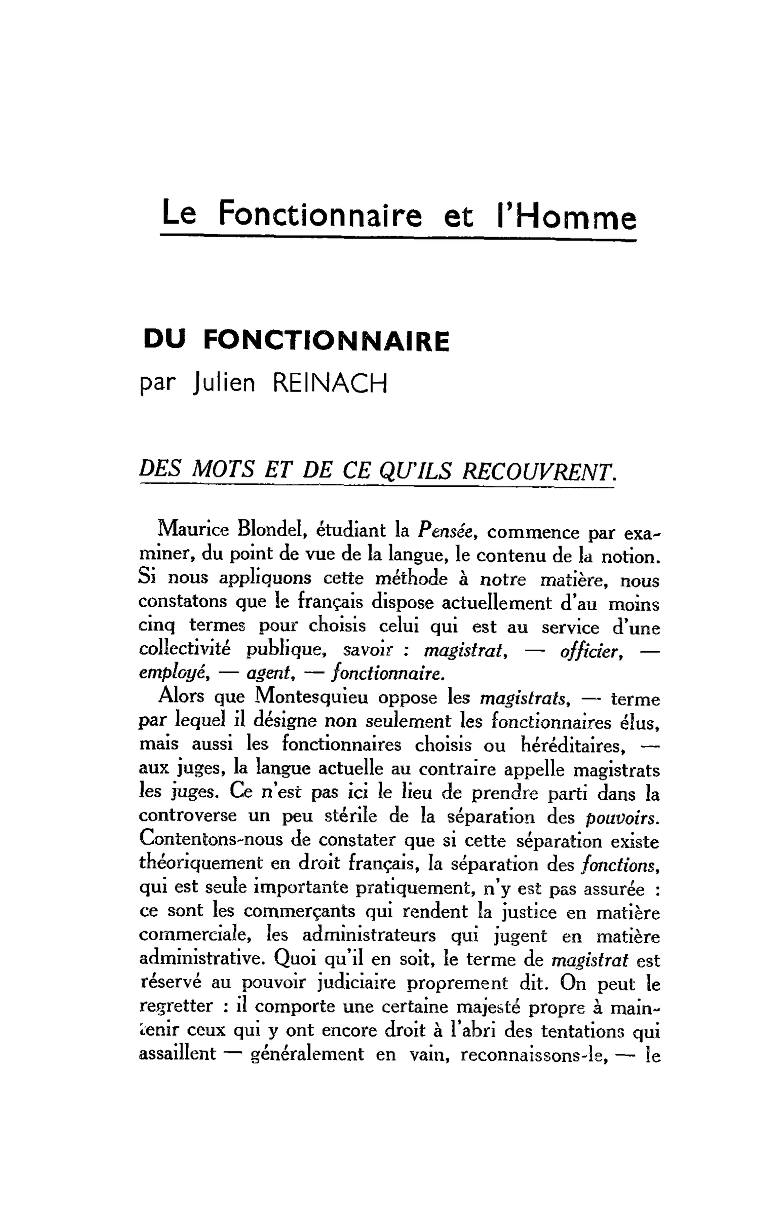 DU FONCTIONNAIRE