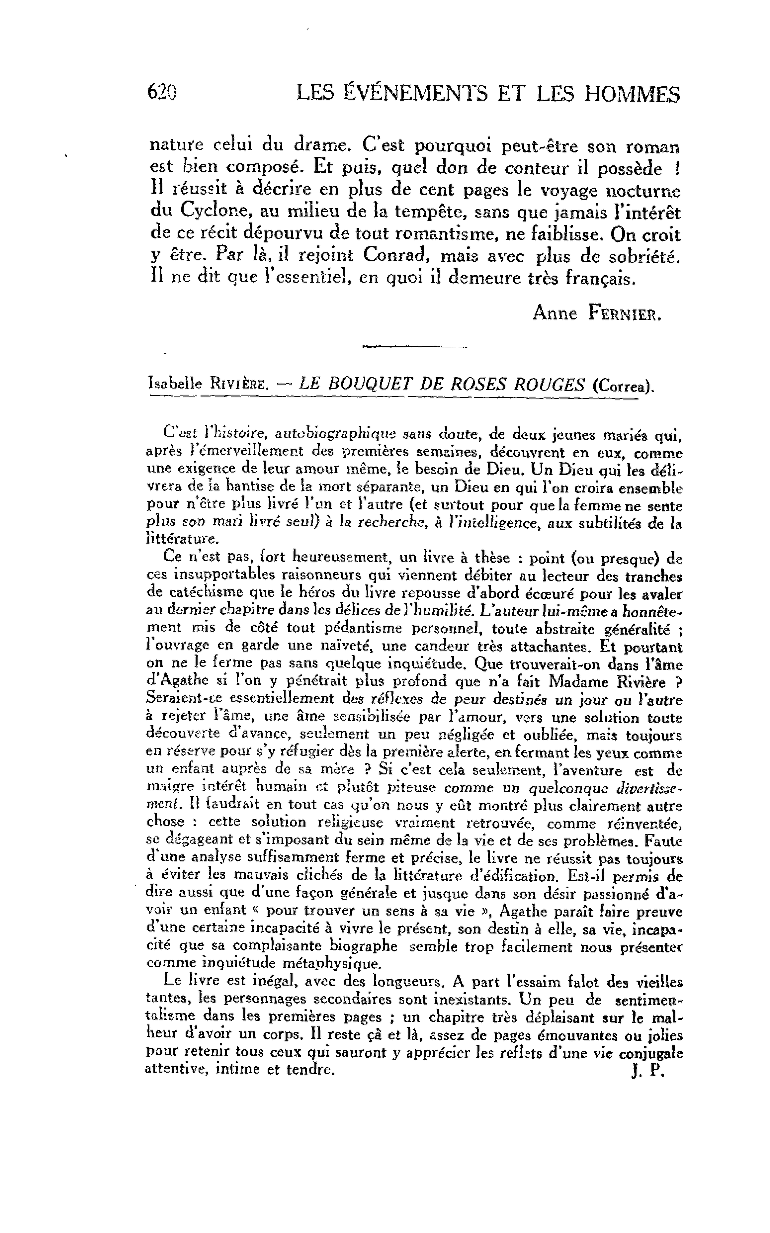 LES LETTRES. Isabelle RIVIÈRE. ? LE BOUQUET DE ROSES ROUGES