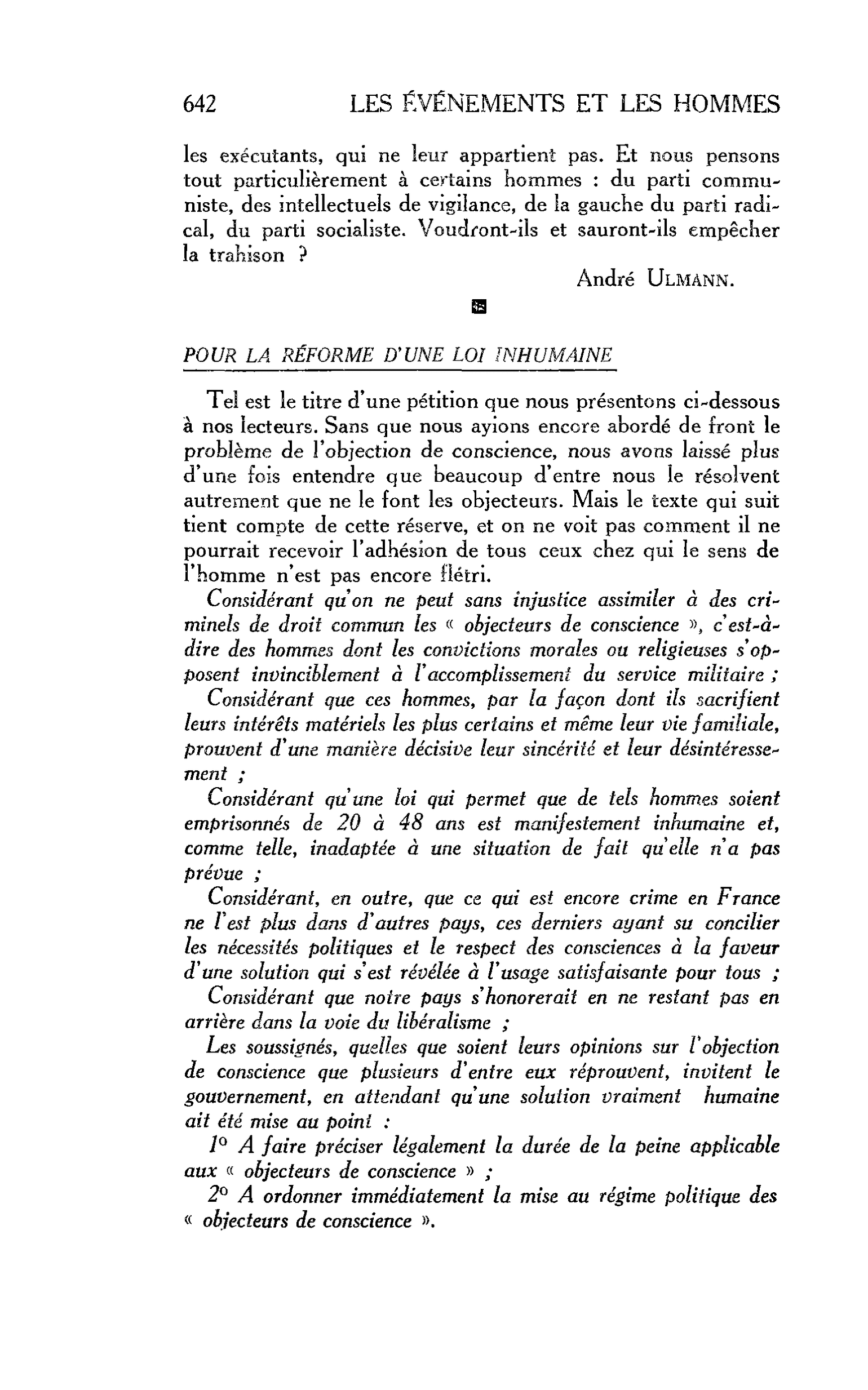 LA CITÉ : POUR LA RÉFORME D’UNE LOI INHUMAINE