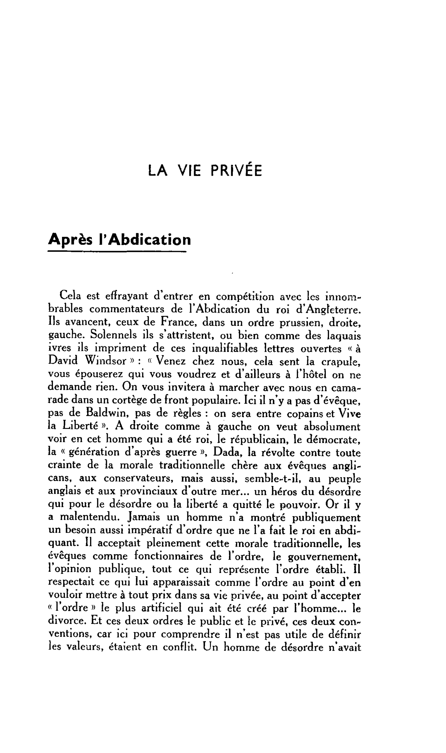LA VIE PRIVÉE : Après l’Abdication