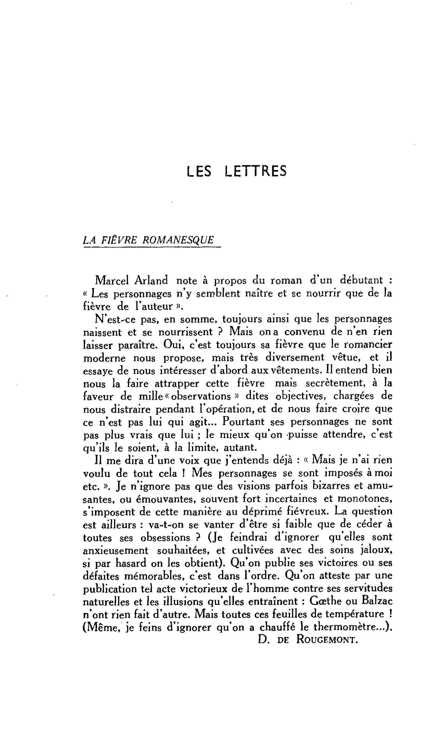 LES LETTRES : LA FIEVRE ROMANESQUE