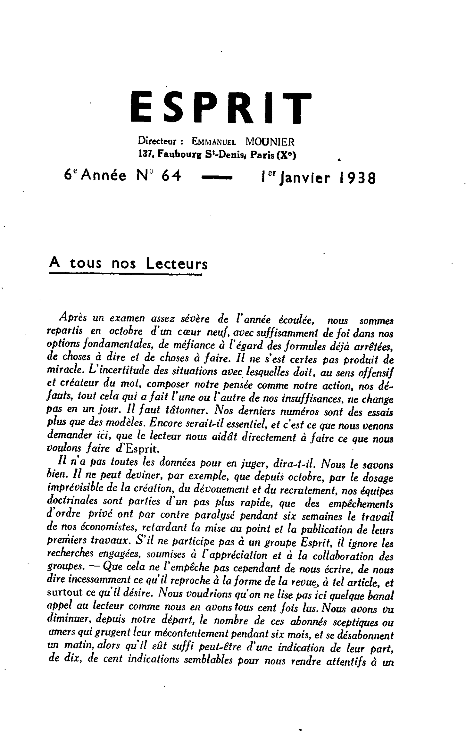 A tous nos lecteurs