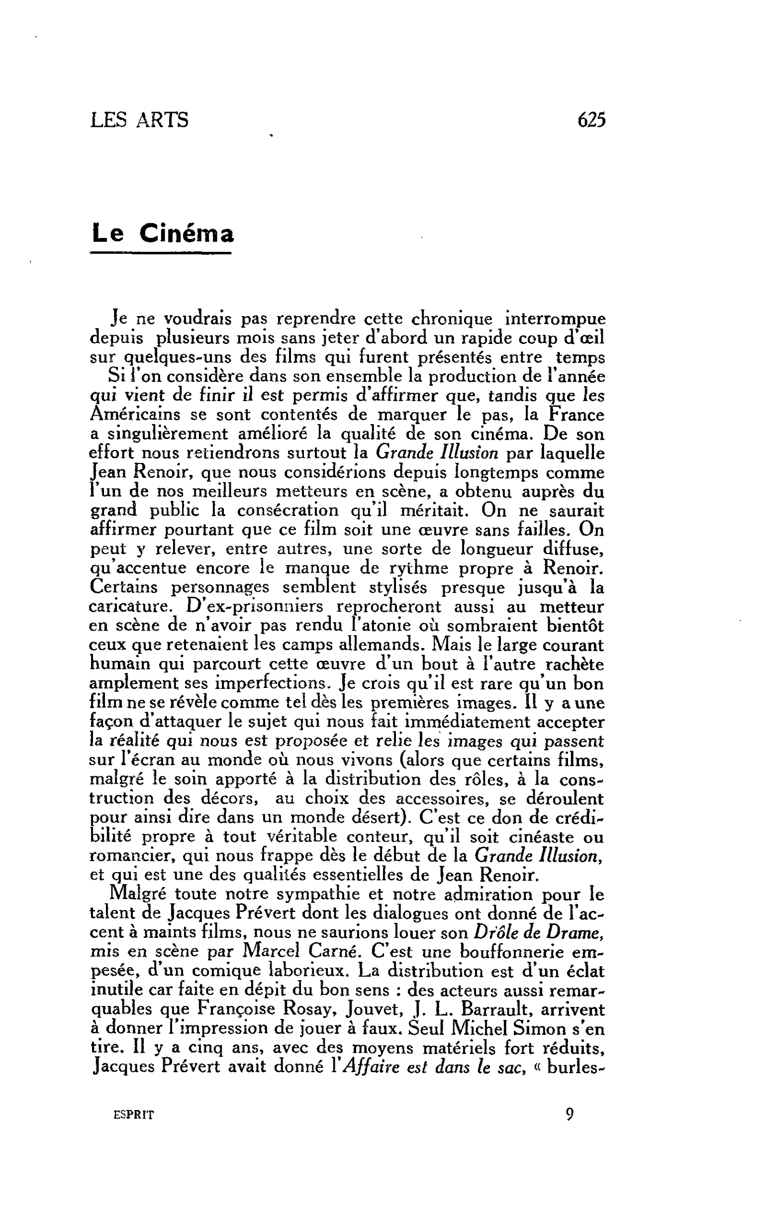 LES ARTS : Le Cinéma