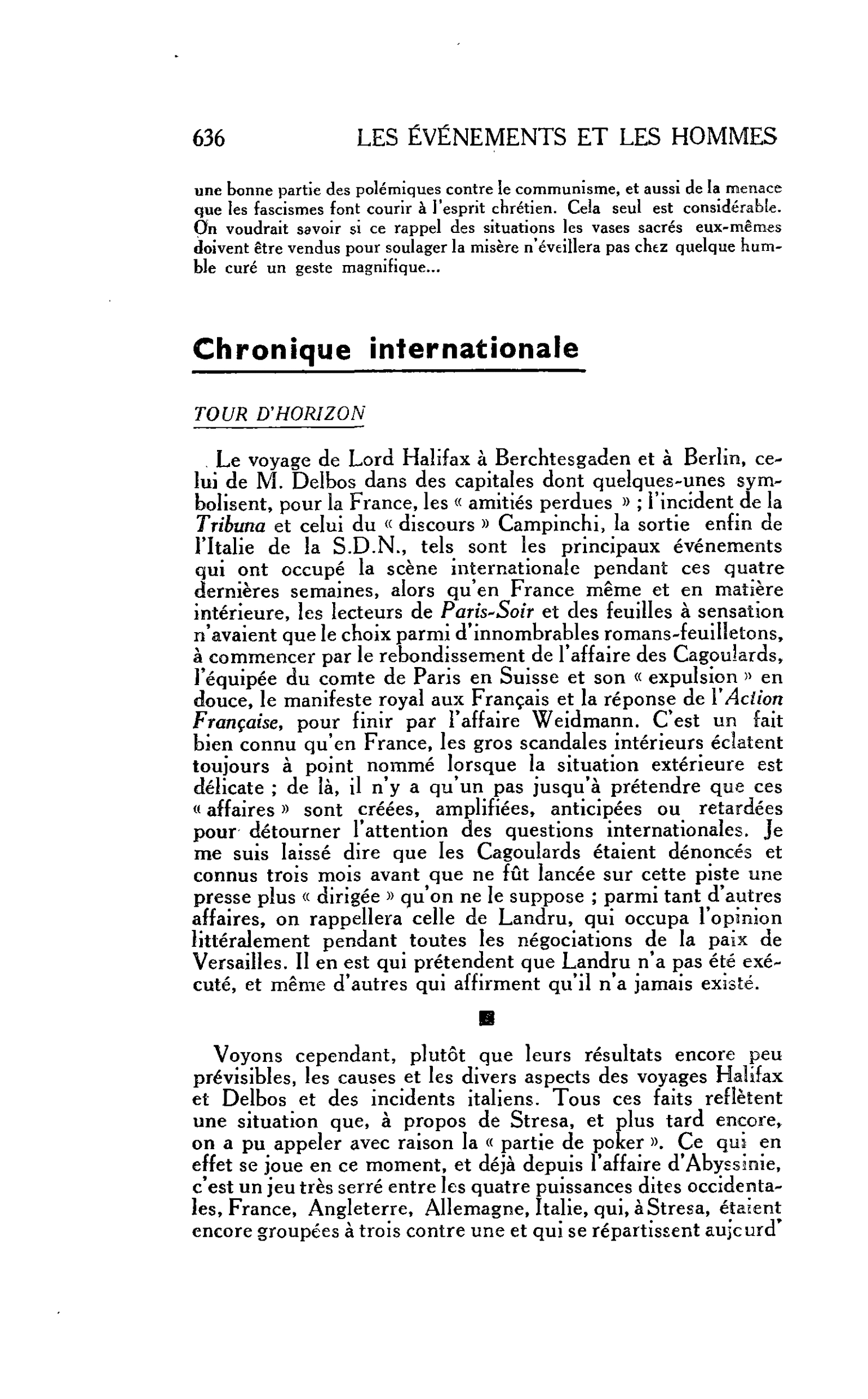 LA CITÉ. Chronique internationale : TOUR D’HORIZON