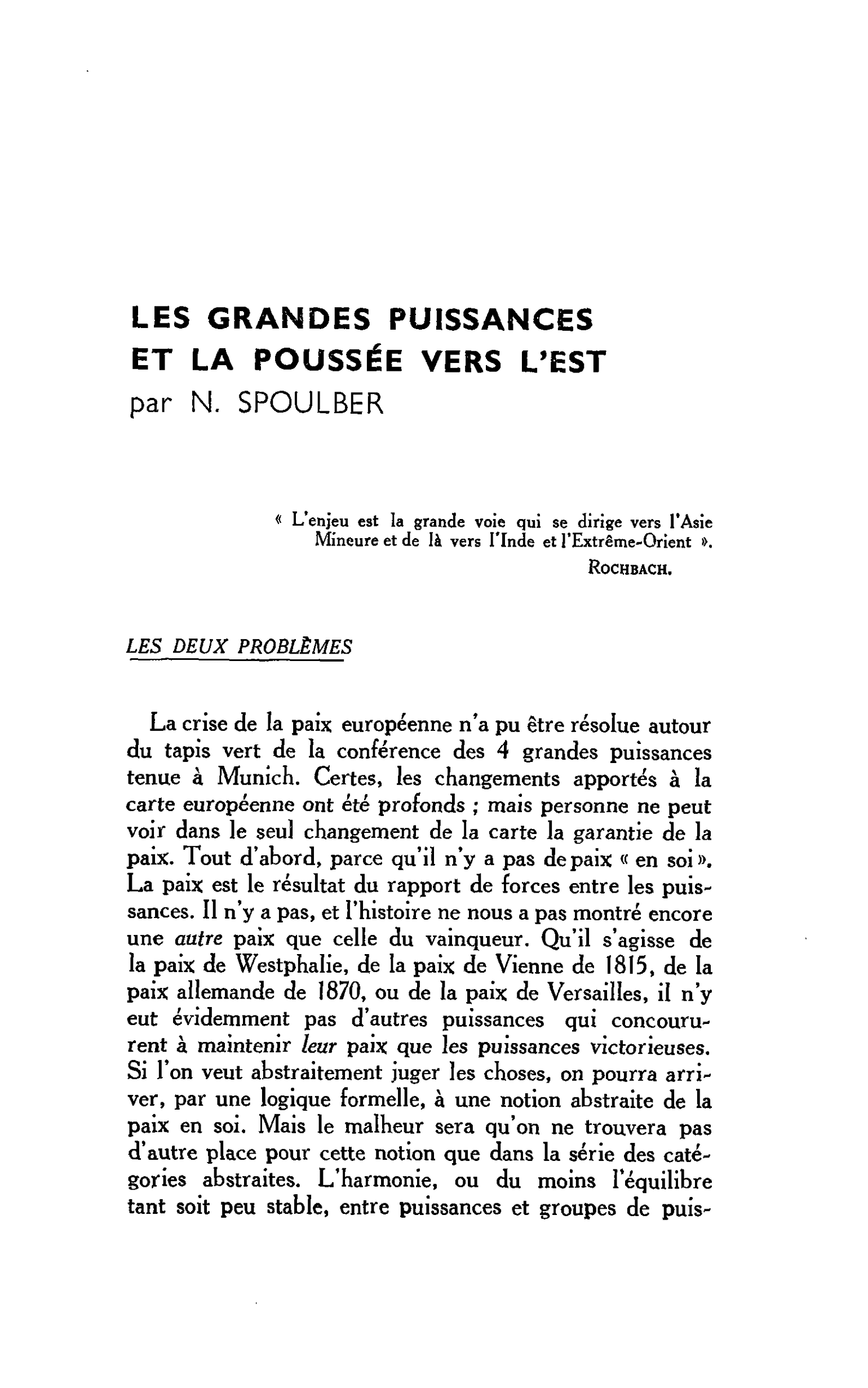 LES GRANDES PUISSANCES ET LA POUSSÉE VERS L’EST