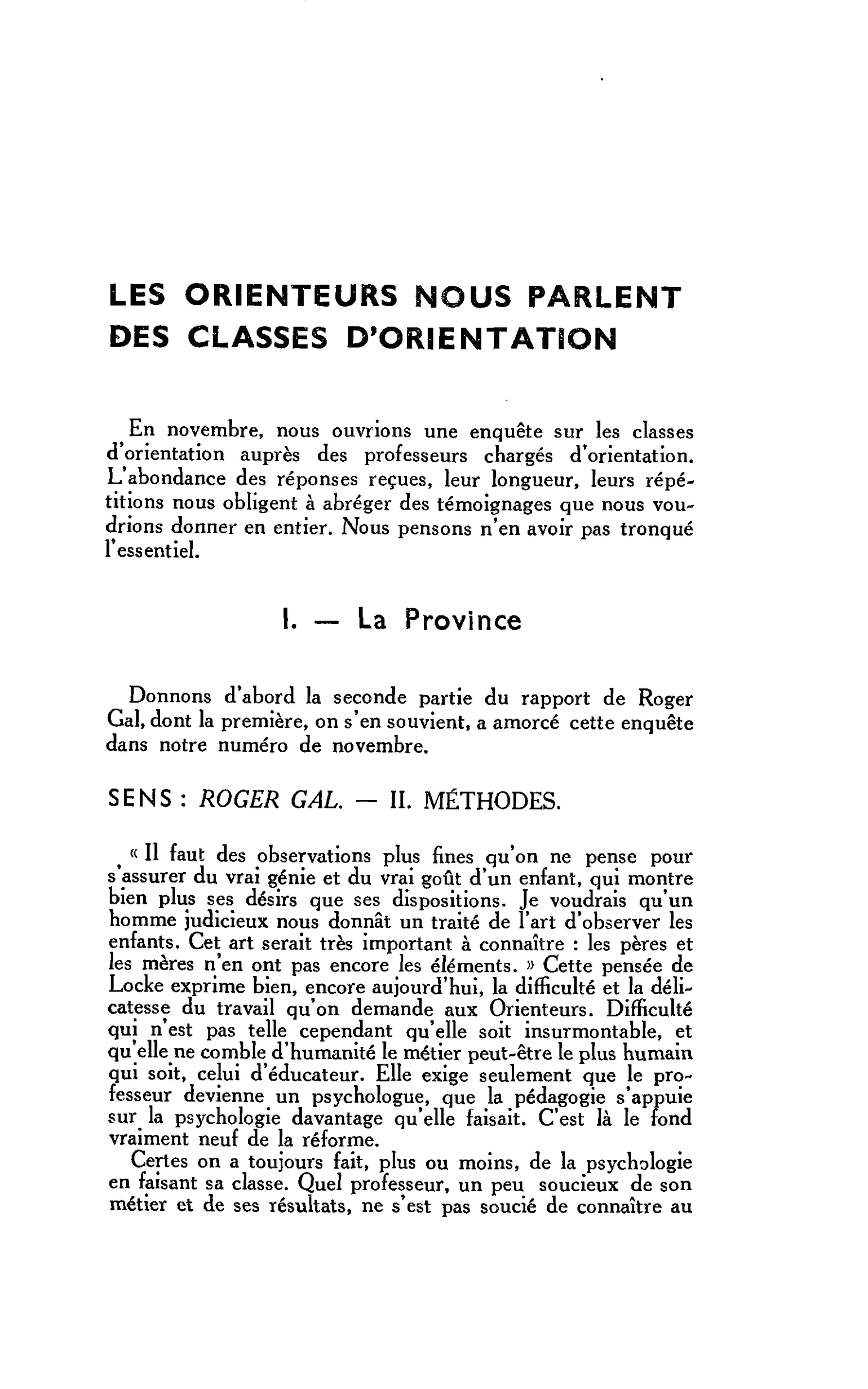 LES ORIENTEURS NOUS PARLENT DES CLASSES D’ORIENTATION