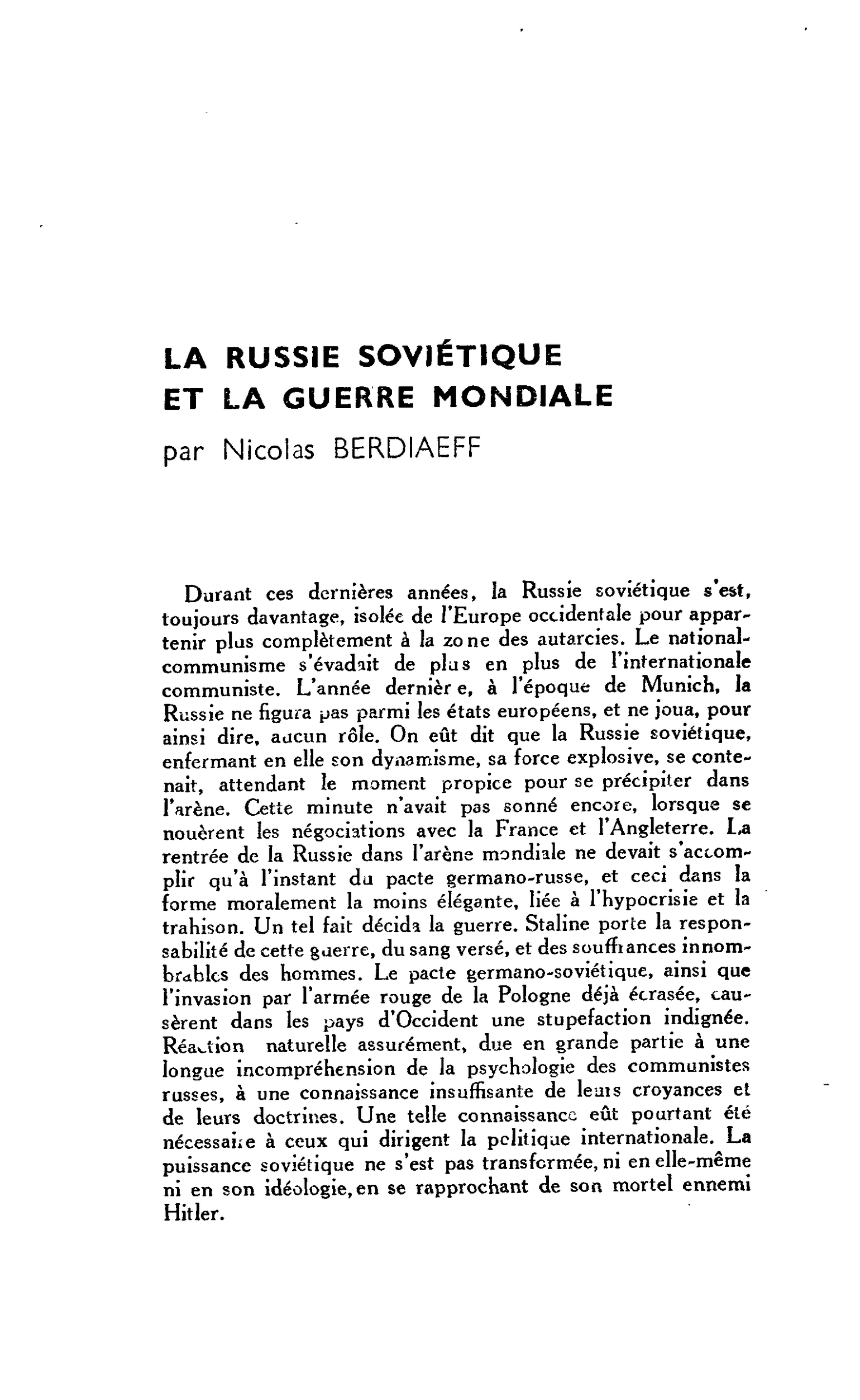 La Russie soviétique et la guerre mondiale