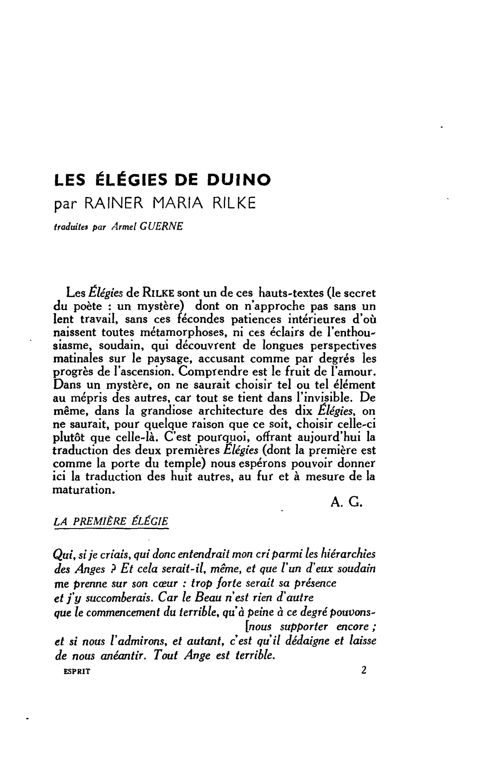 LES ÉLÉGIES DE DUINO