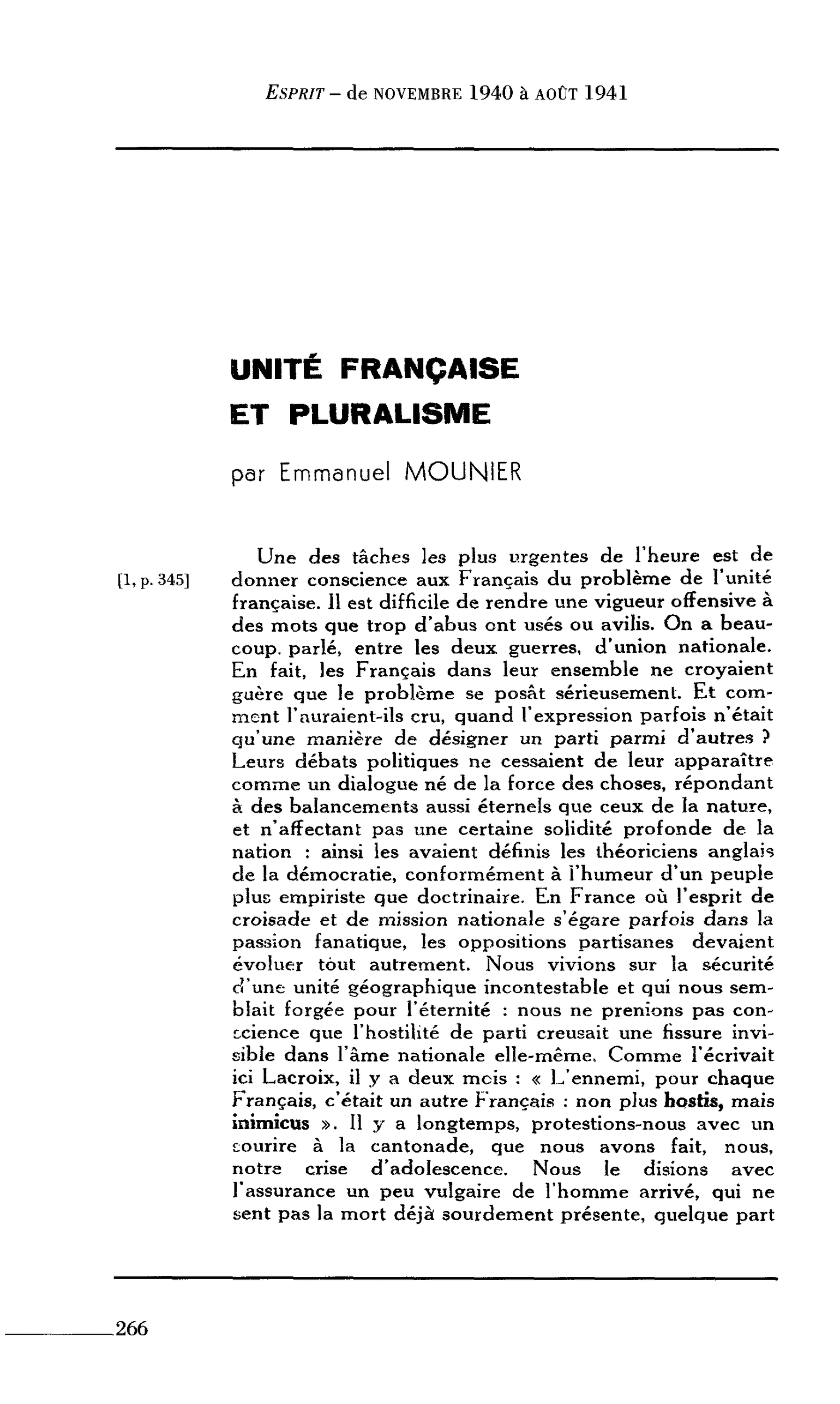 UNITÉ FRANÇAISE ET PLURALISME