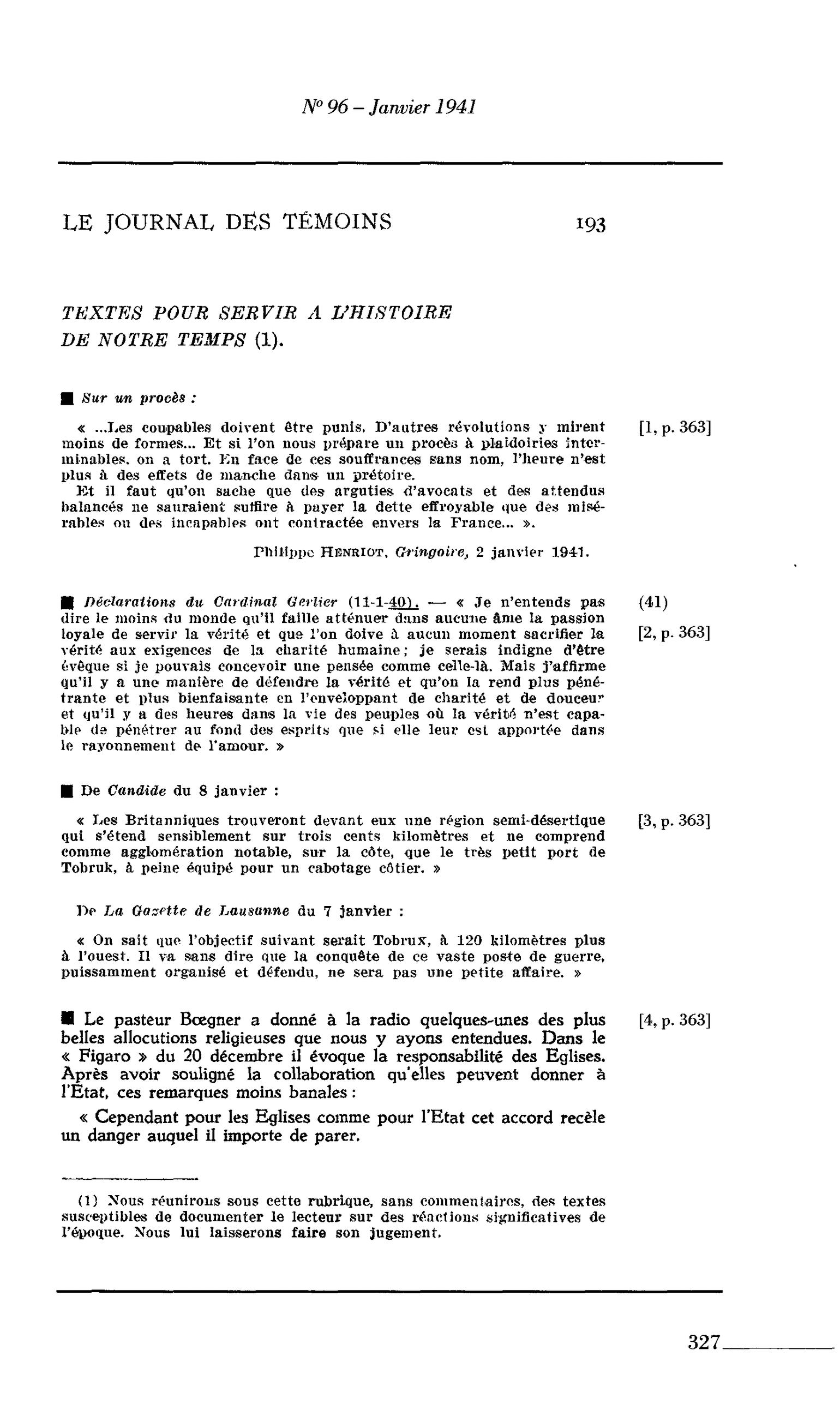 Journal des Témoins : De Candide du 8 janvier