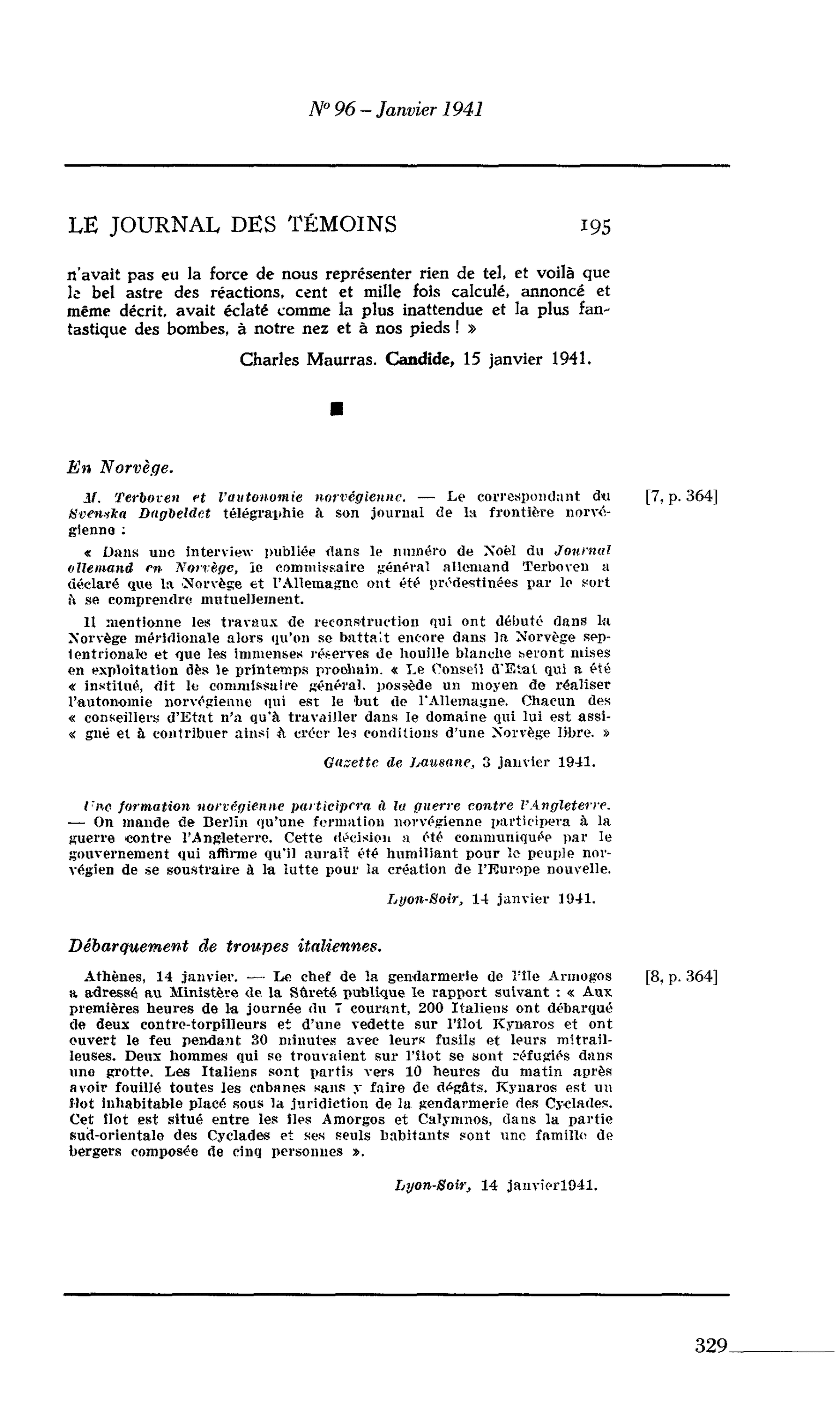 Journal des Témoins : Débarquement de troupes italiennes