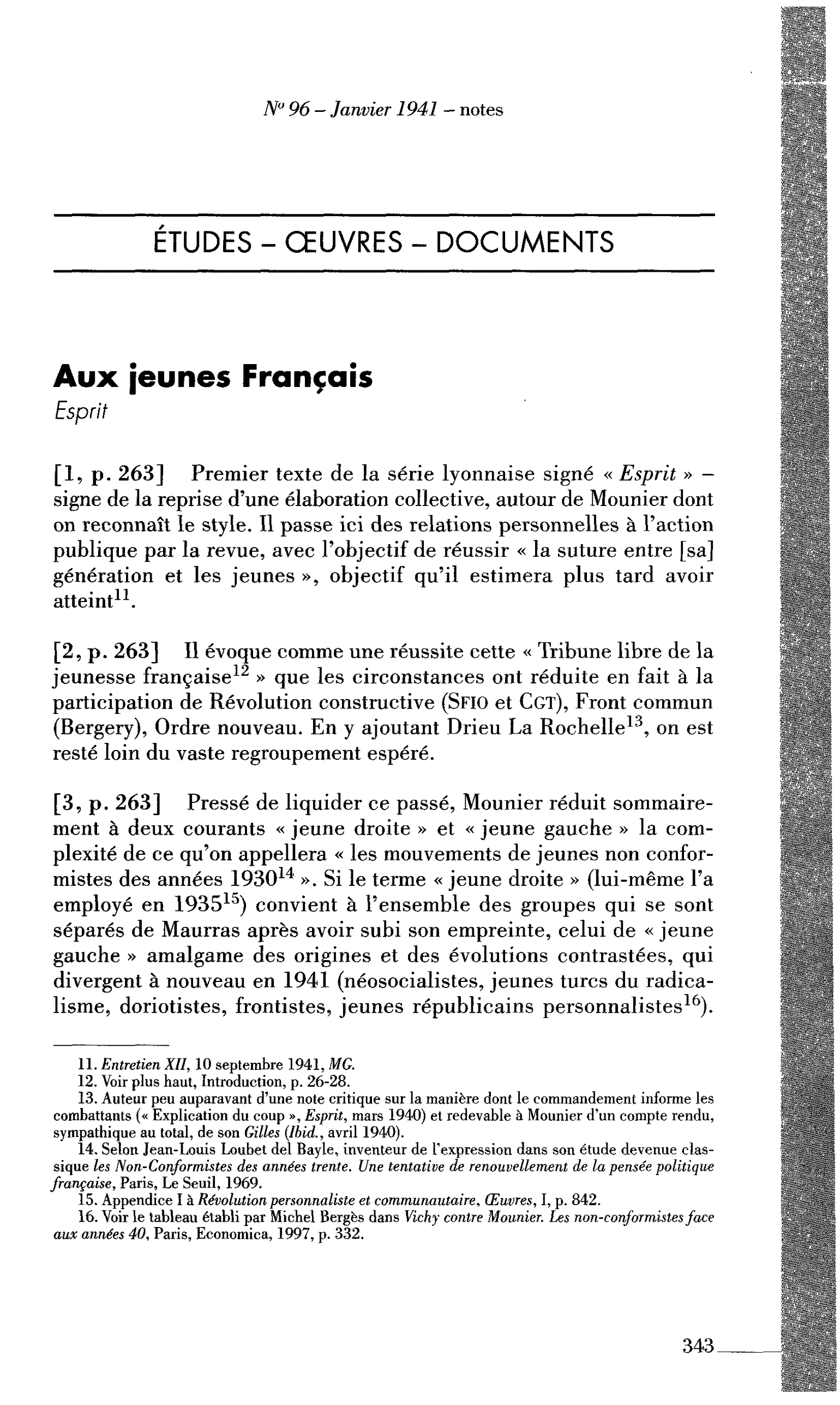 Aux jeunes Français (par Esprit)