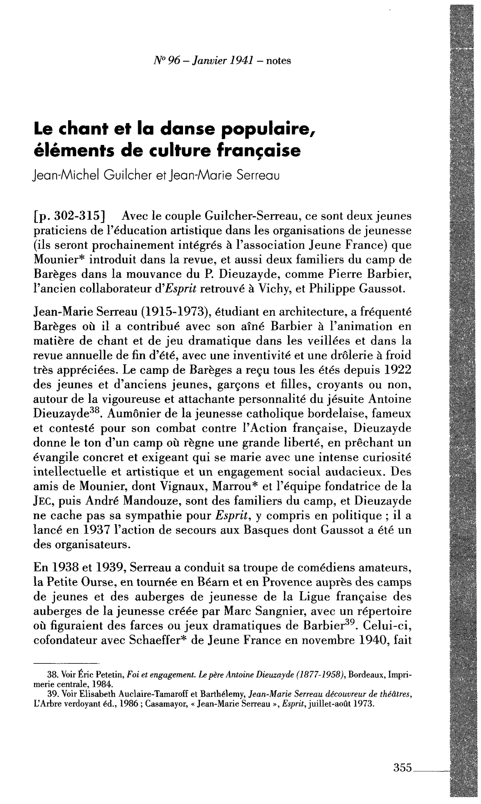 Le chant et la danse populaire, éléments de culture française (par Guilcher Jean-Michel)