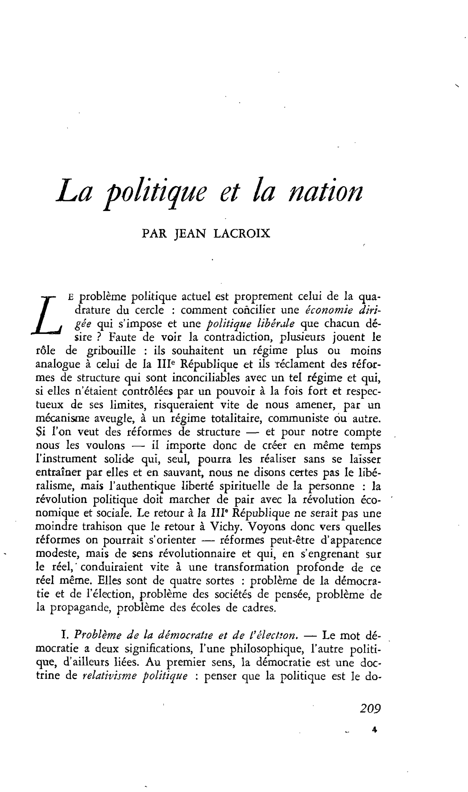 La politique et la nation