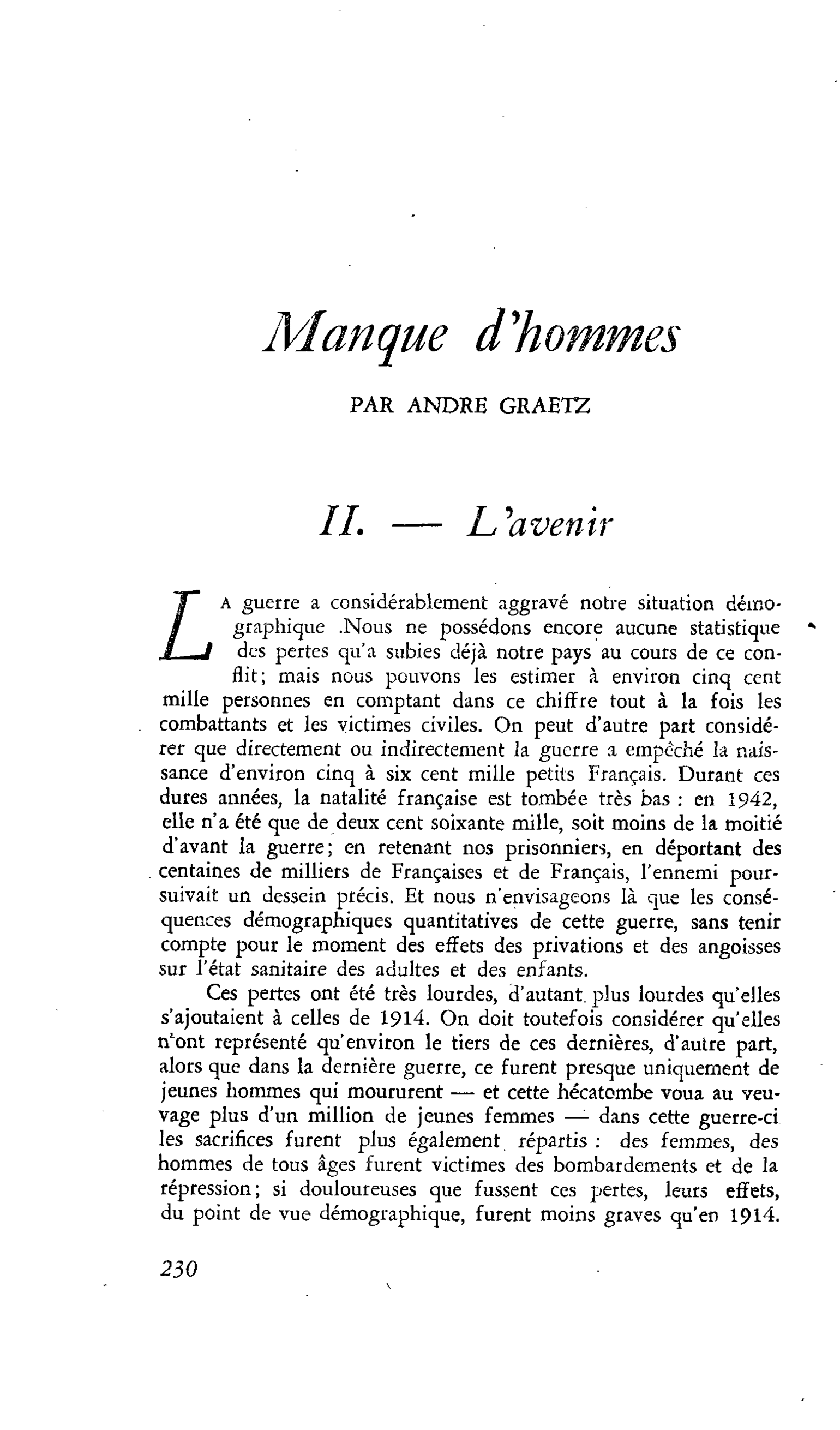 Manque d’hommes