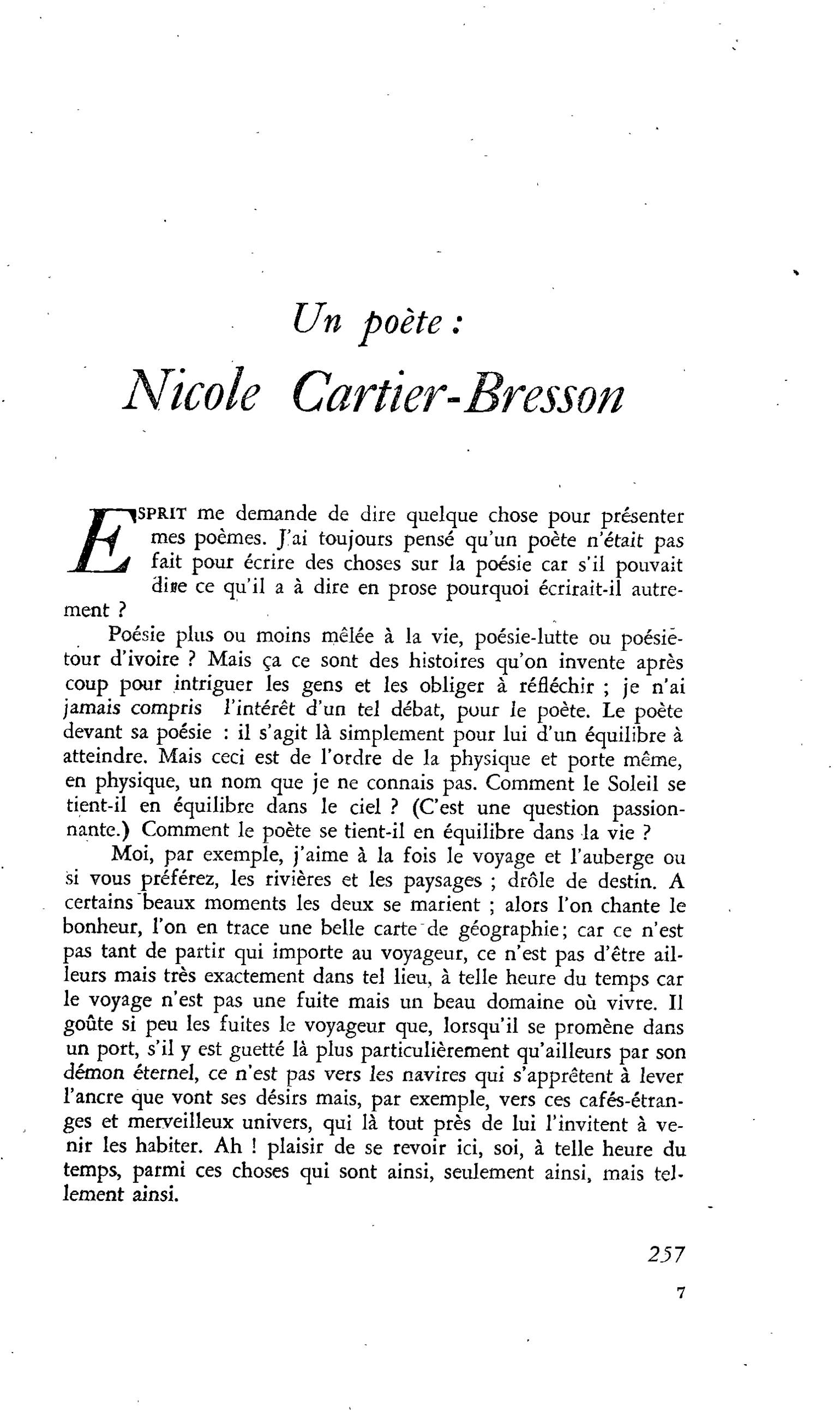 Un poète Nicole Cartier-Bresson