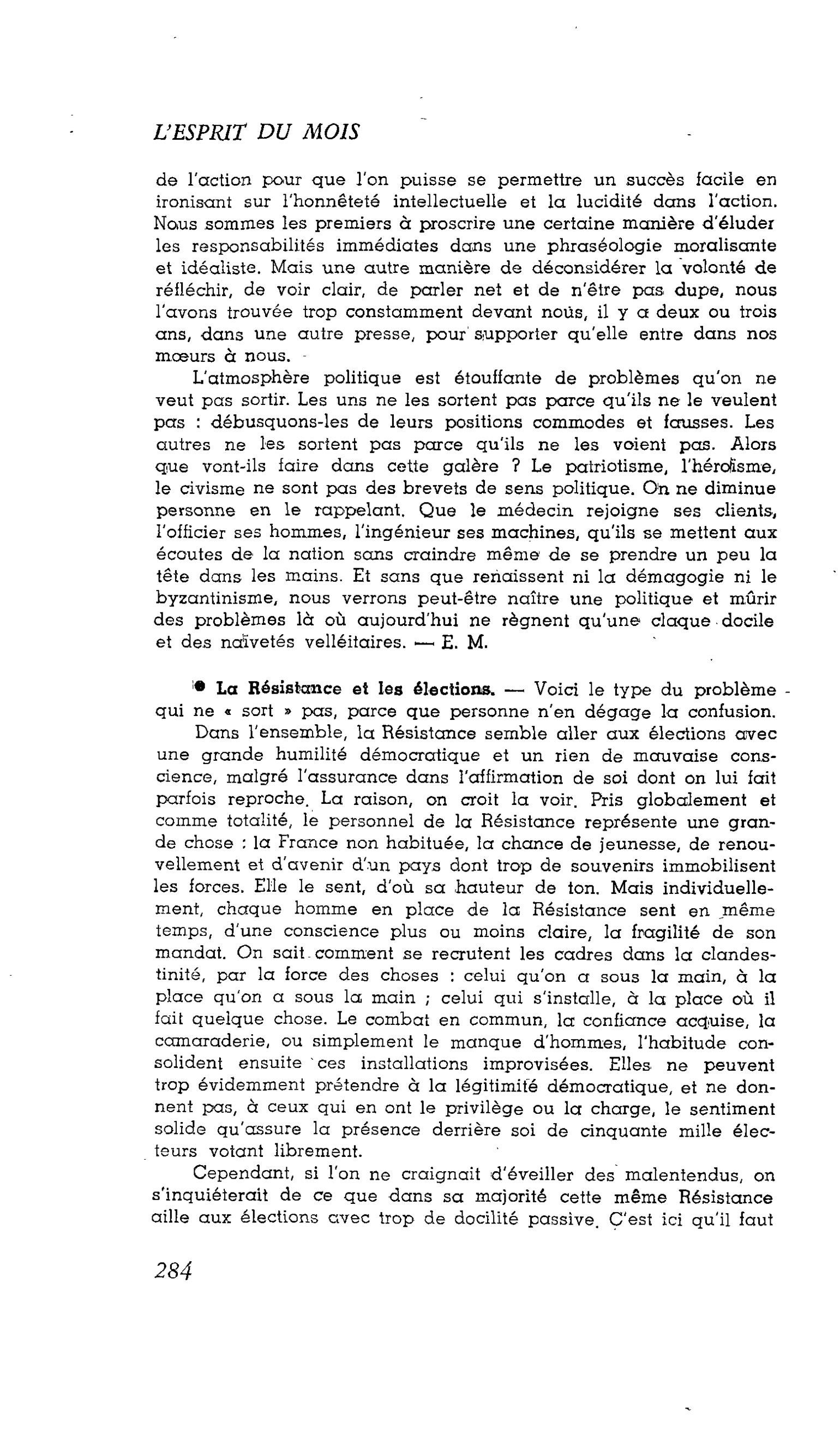 La Résistance et les élections