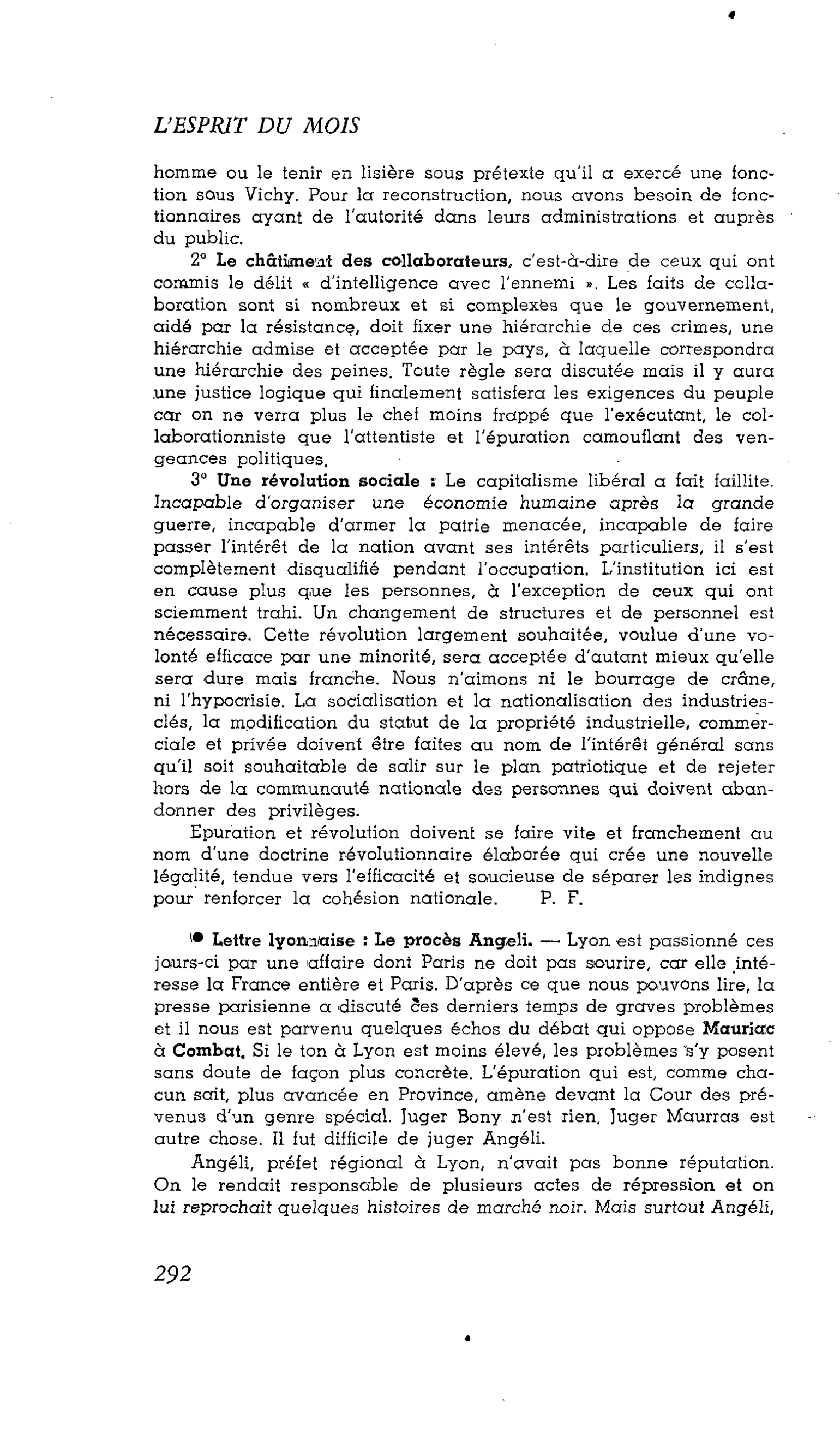 Lettre lyonnaise : Le procès Angeli