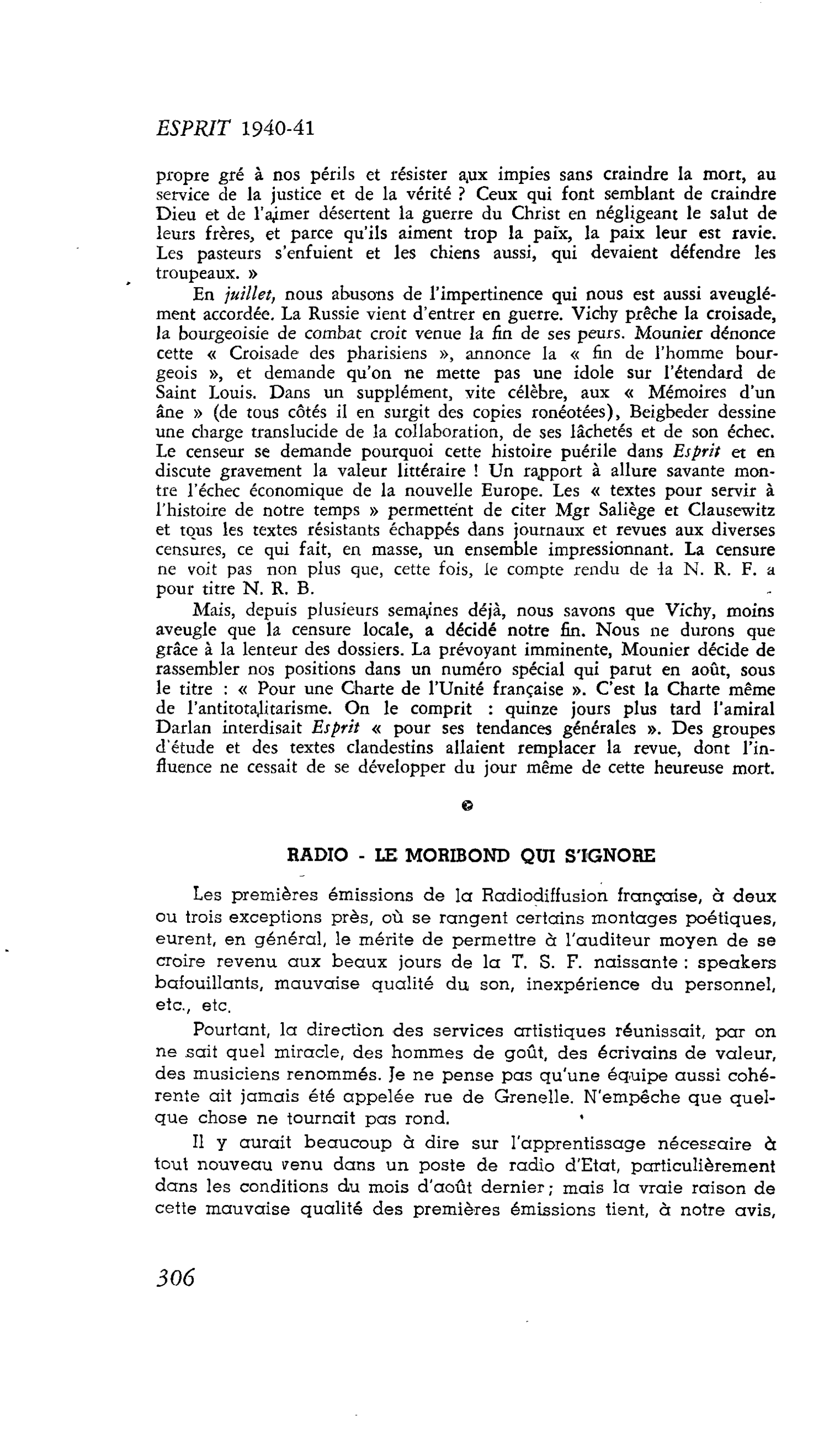 RADIO - LE MORIBOND QUI S’IGNORE