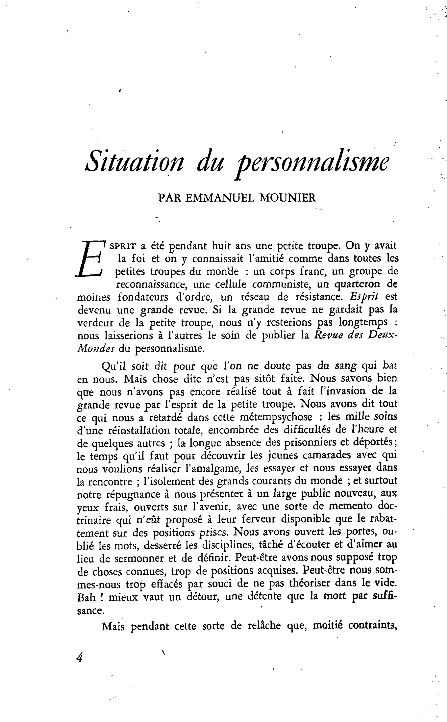 Situation du personnalisme