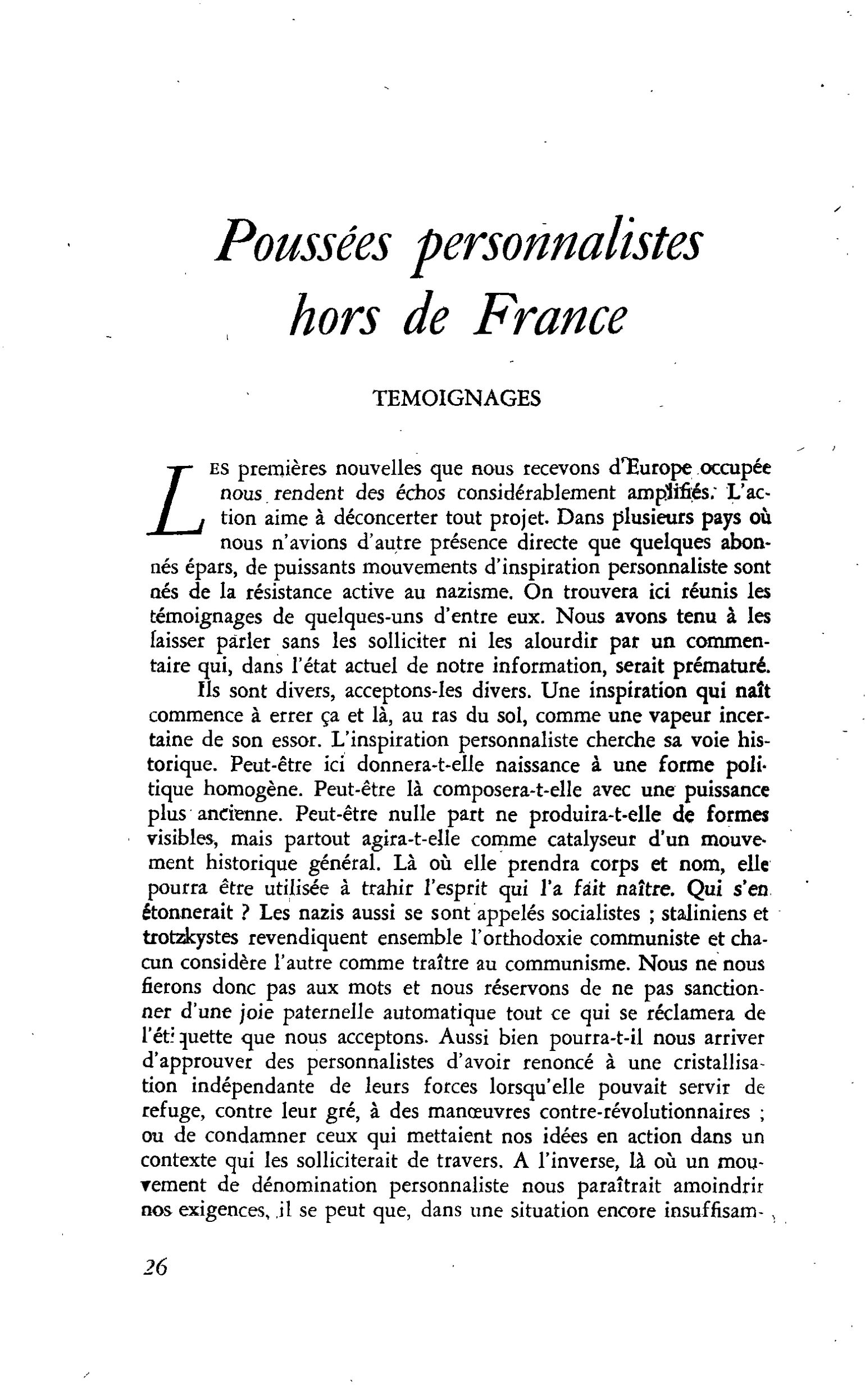 Poussées personnalistes hors de France