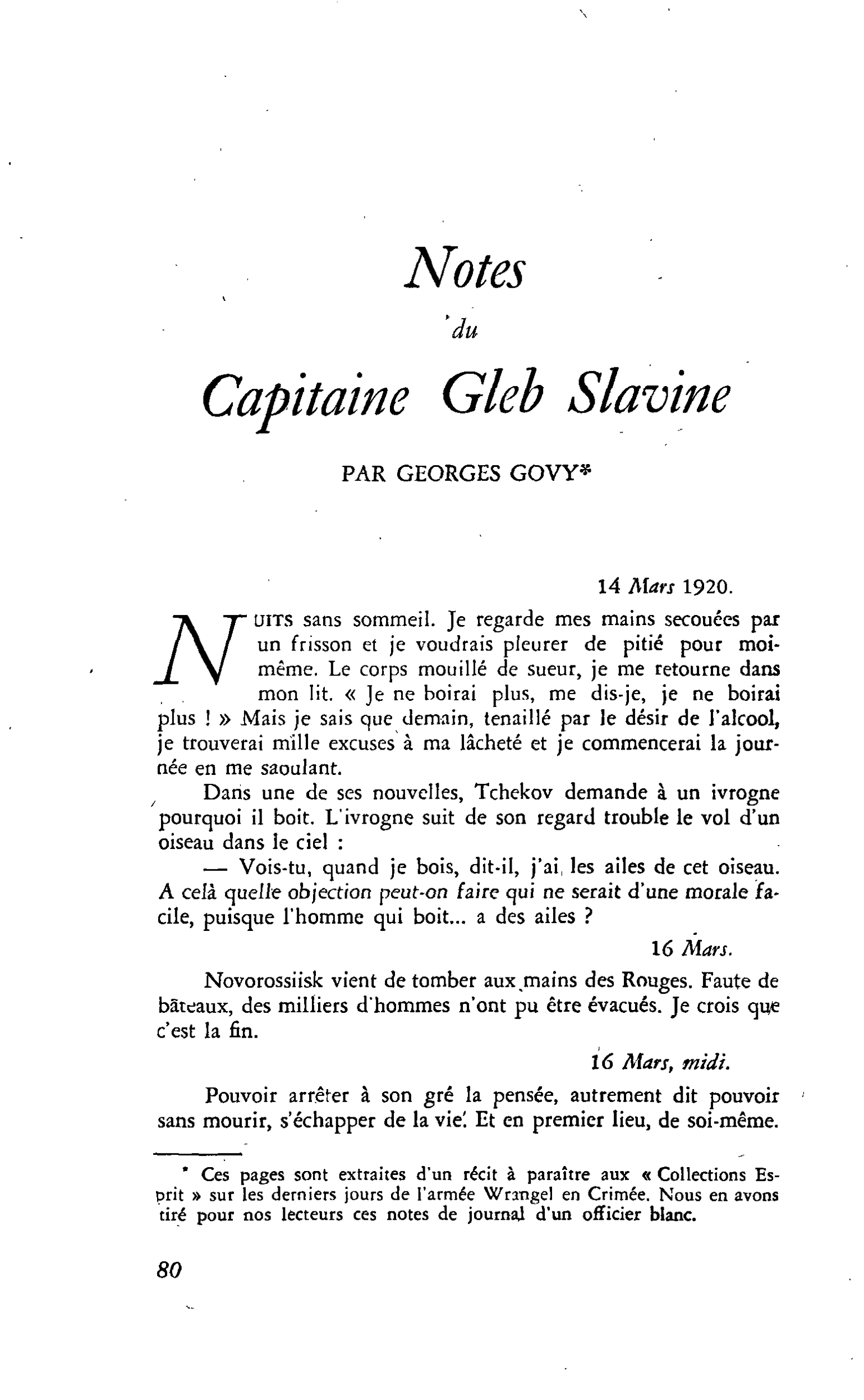 Notes du Capitaine Gleb Slavine