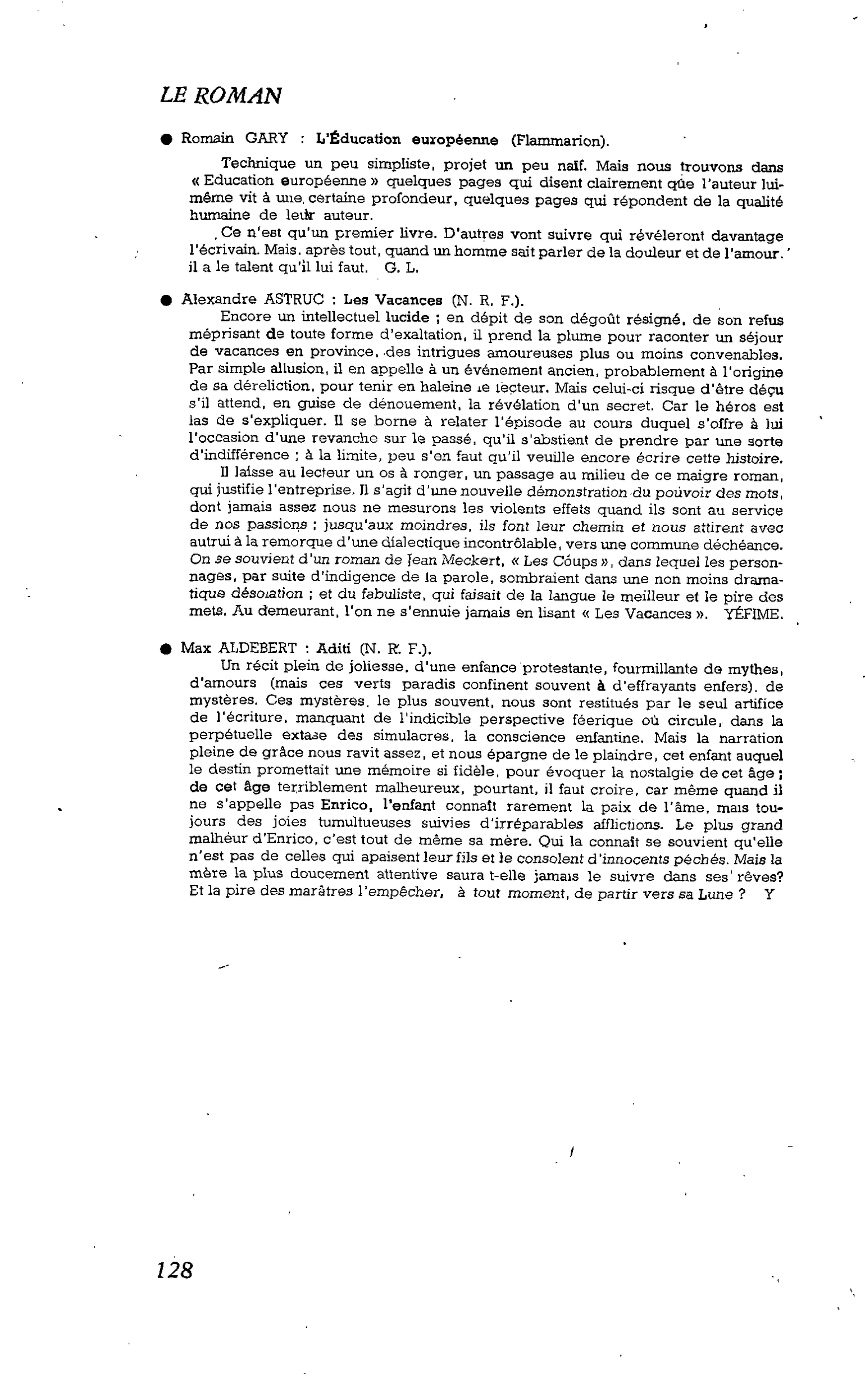 Les Lettres. Max ALDEBERT : Aditi
